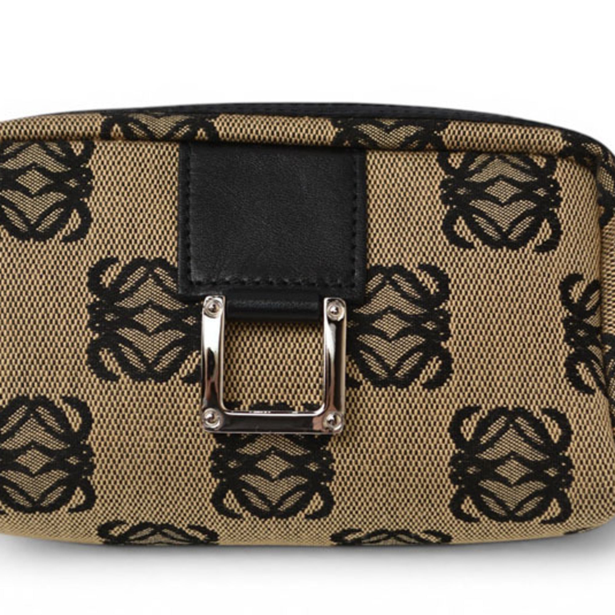 Loewe Beige Black Canvas Pouch (Pre-Owned)
