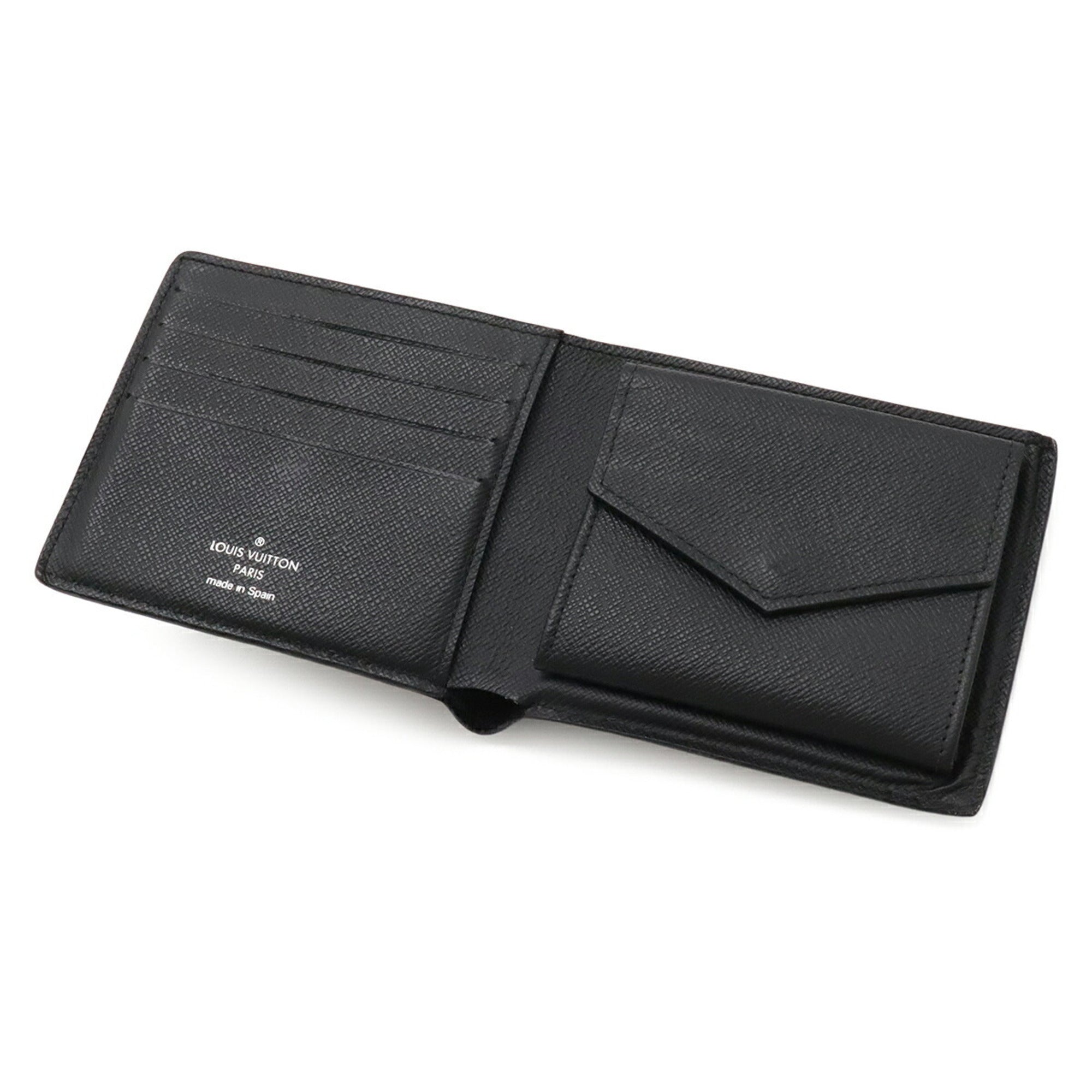 Louis Vuitton Black Noir Taiga Leather Wallet (Bi-Fold) (Pre-Owned)