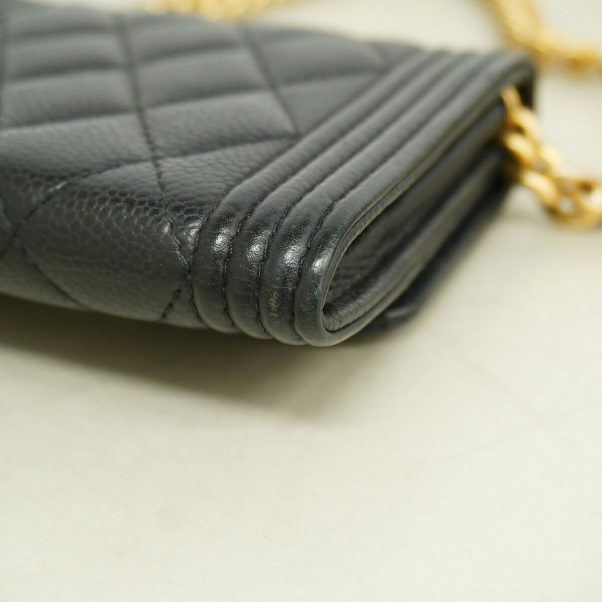 Chanel Black Grained Calfskin Chain/Shoulder Wallet (Pre-Owned)