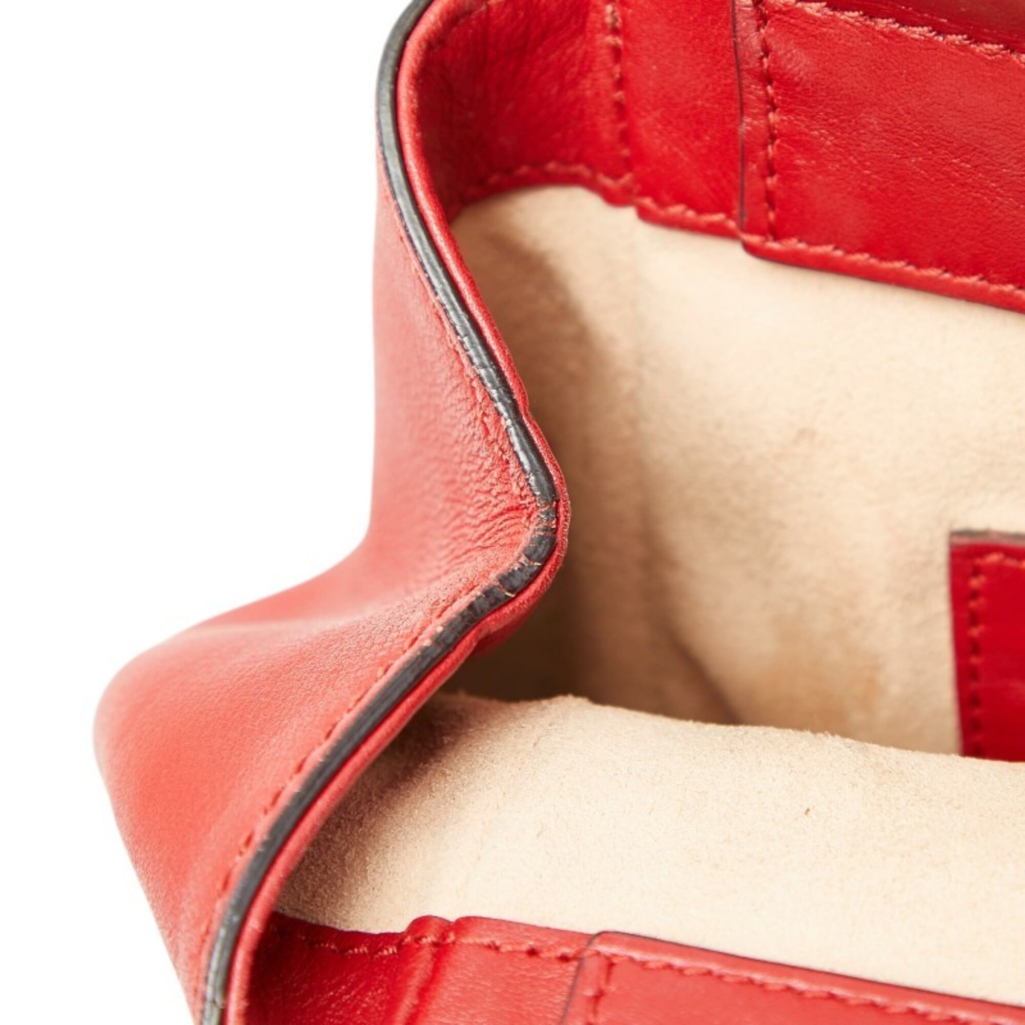 Gucci Red Color Leather Tote Bag (Pre-Owned)