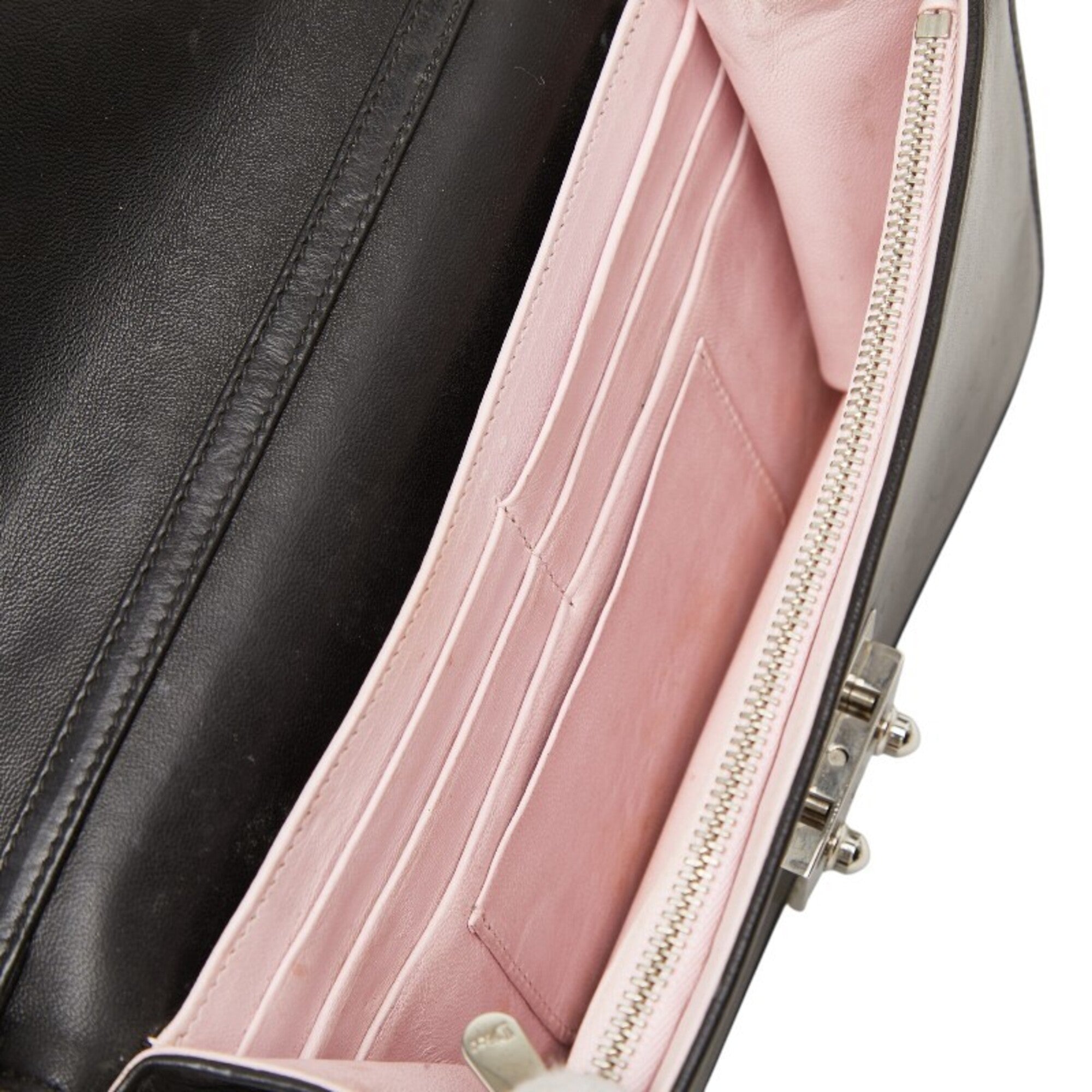 Christian Dior Black Pink Spangles Leather Shoulder Bag (Pre-Owned)