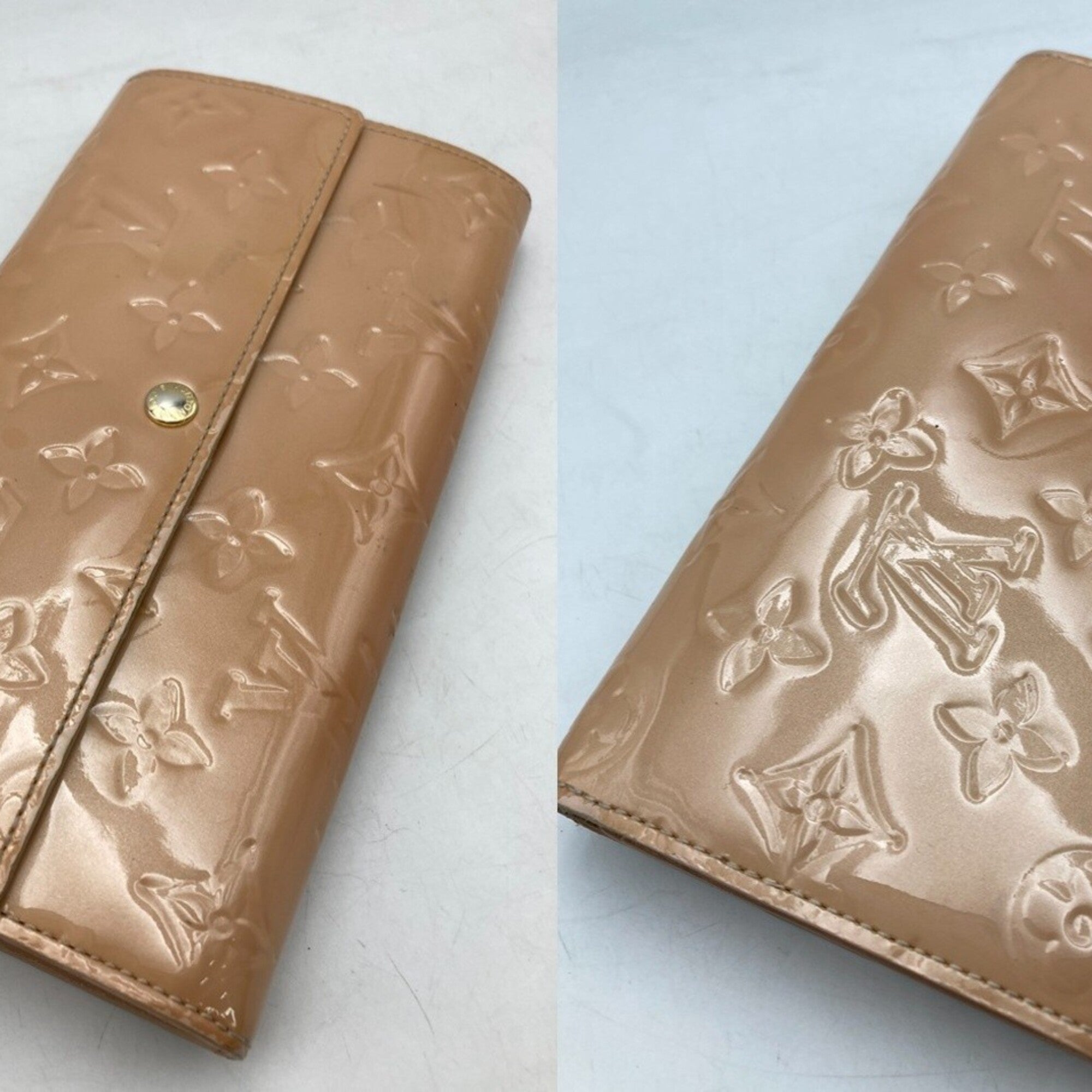 Louis Vuitton Vernis Beige Patent Leather Long Wallet (Bi-Fold) (Pre-Owned)