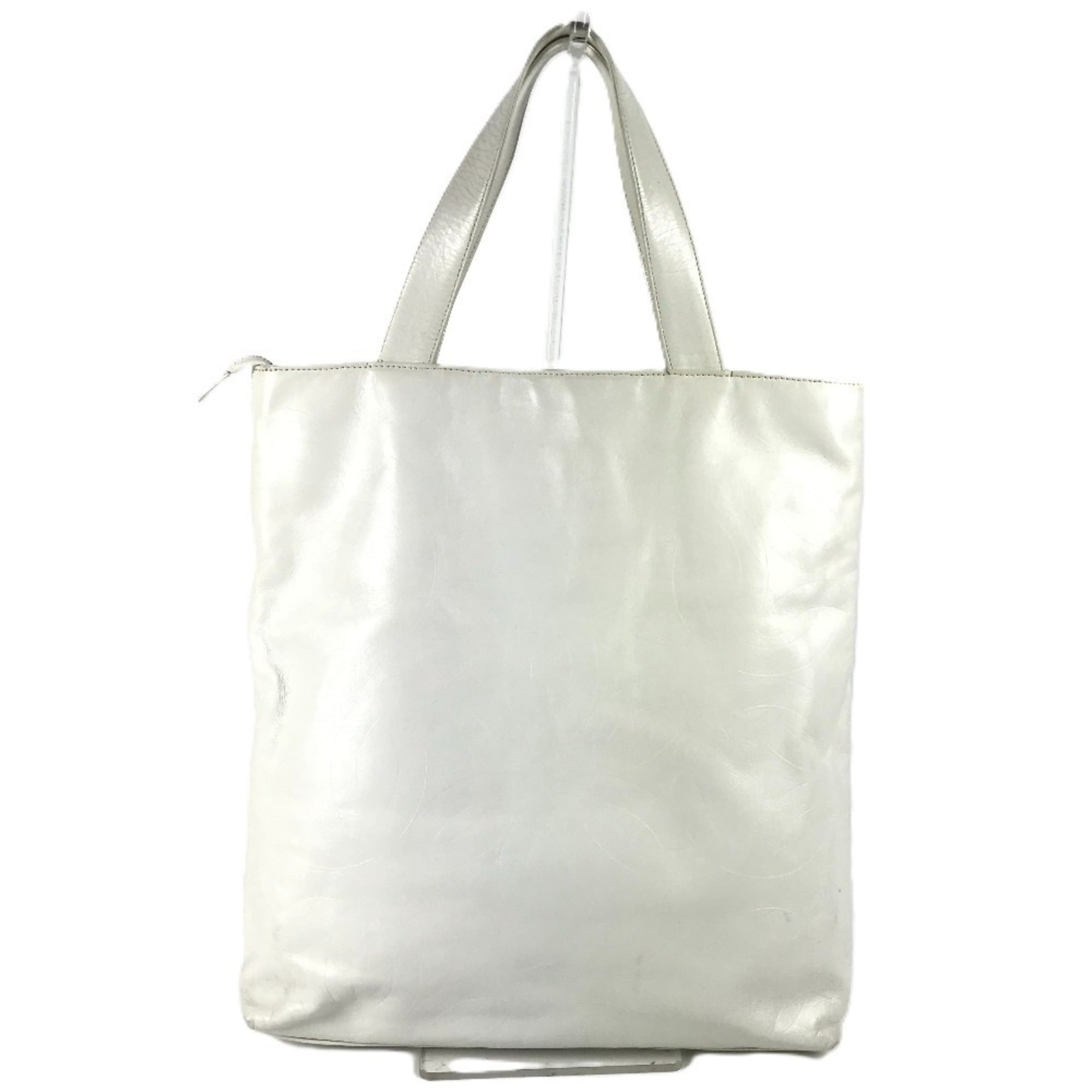 Chanel White Leather Shoulder Bag Tote Bag (Pre-Owned)