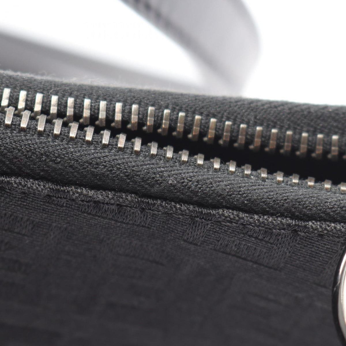 Fendi Zucchino Black Canvas Leather Handbag Shoulder Bag (Pre-Owned)