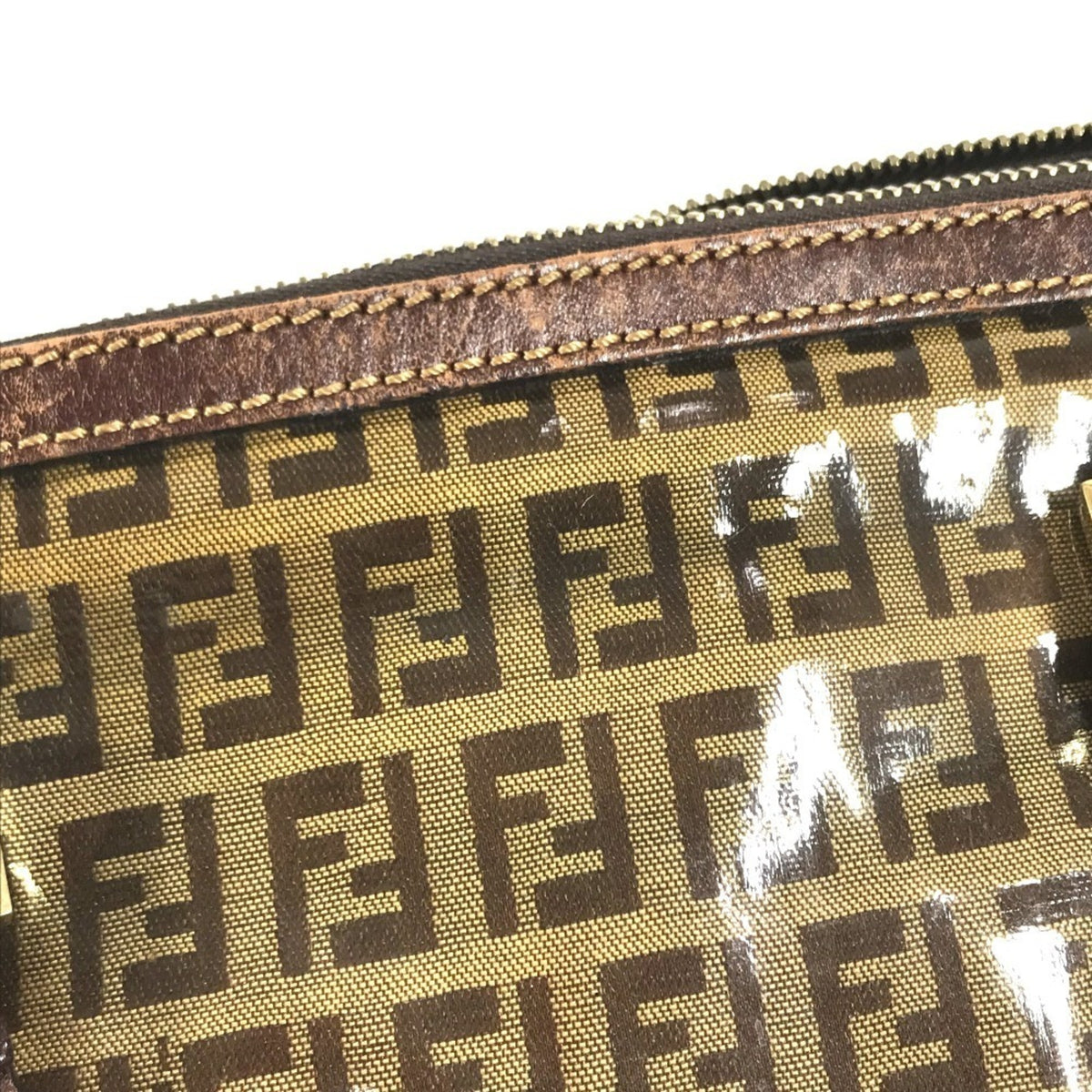 Fendi Brown Zucca Boston Bag Handbag (Pre-Owned)