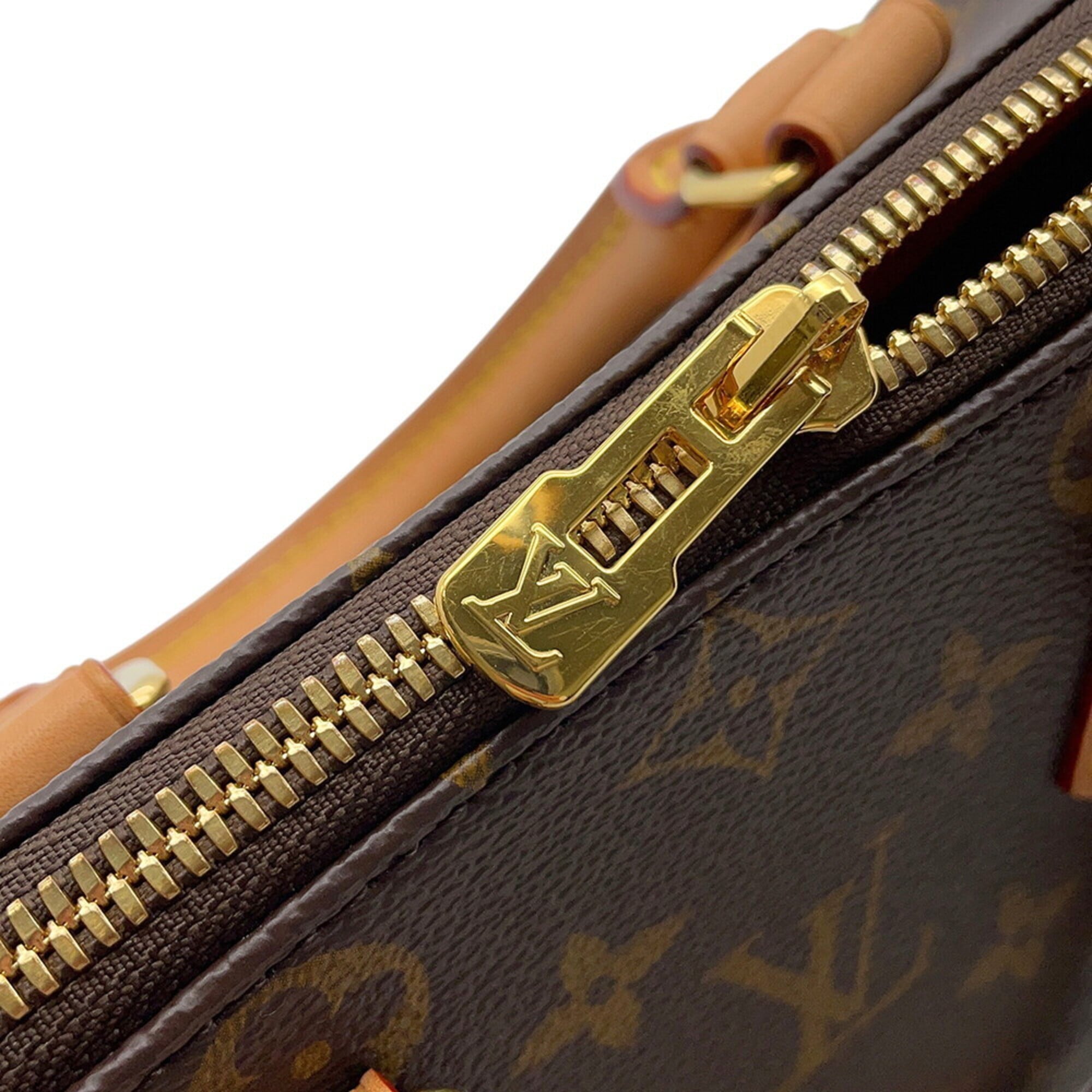 Louis Vuitton Brown Red Color Monogram Handbag Shoulder Bag (Pre-Owned)