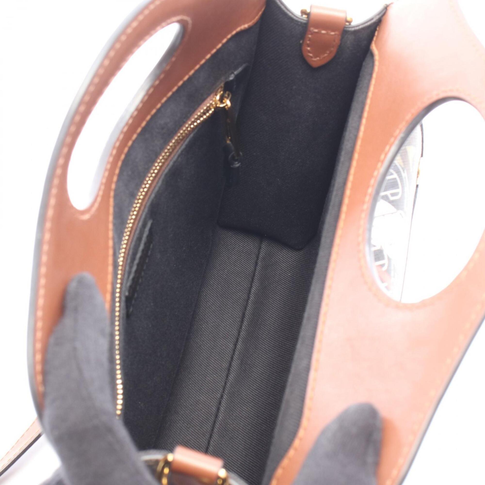 Burberry Black Brown Multi-Color Coated Canvas Leather Handbag (Pre-Owned)