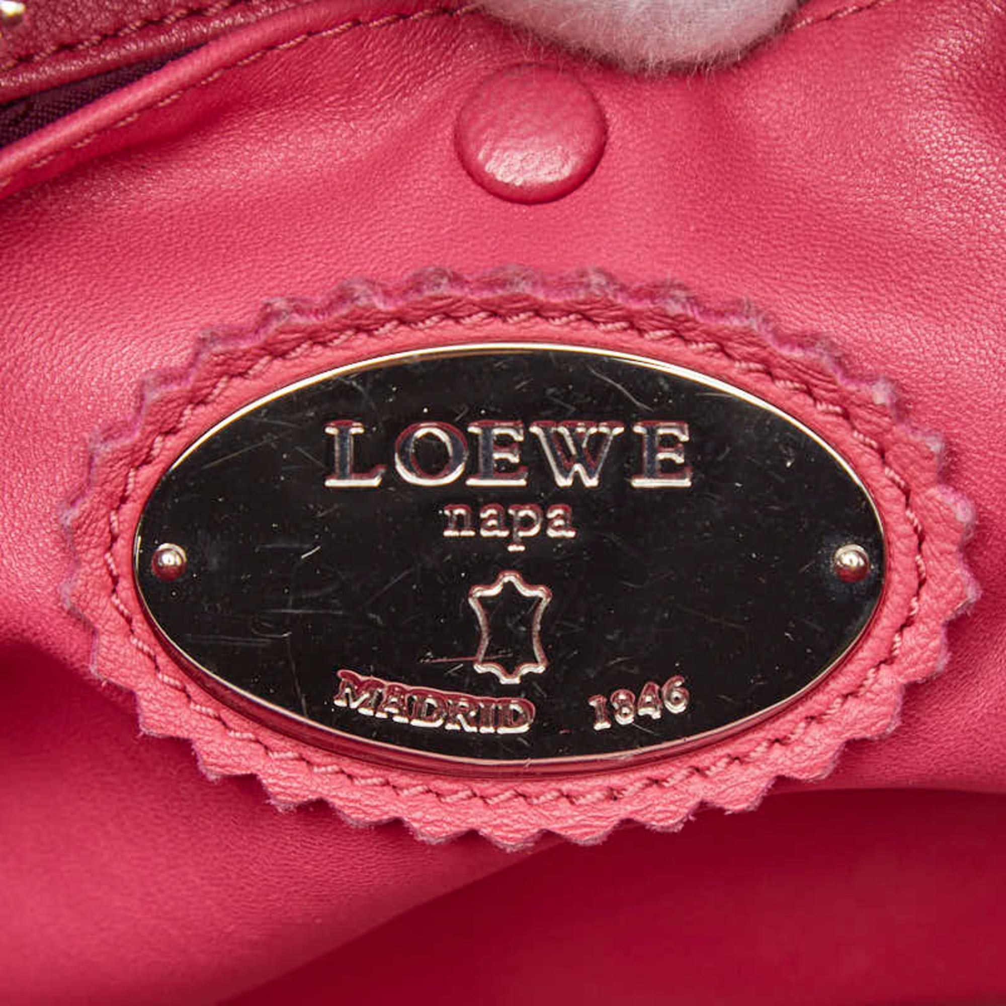 Loewe Pink Red Red Color Leather Handbag Shoulder Bag (Pre-Owned)