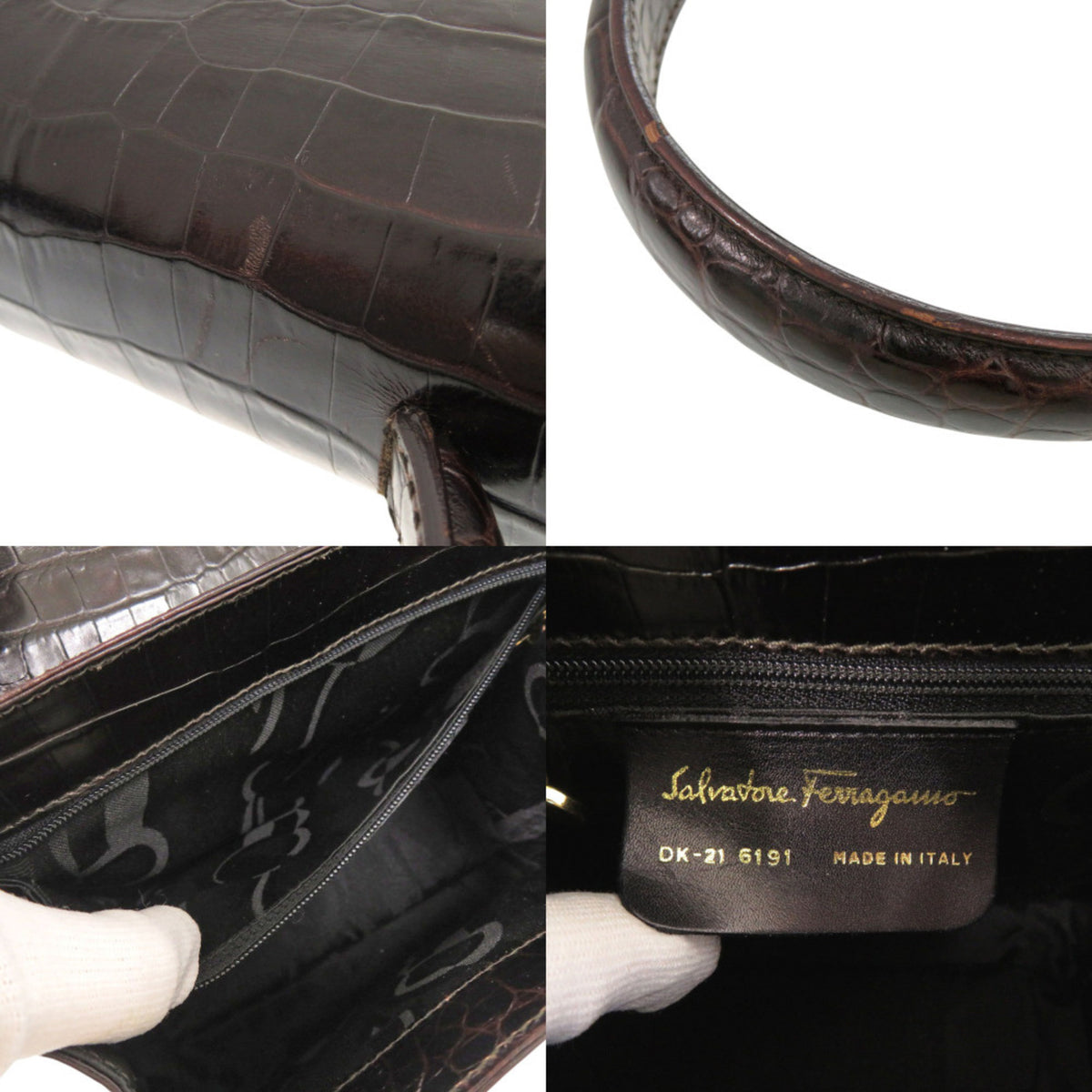 Salvatore Ferragamo Brown Leather Handbag Shoulder Bag (Pre-Owned)