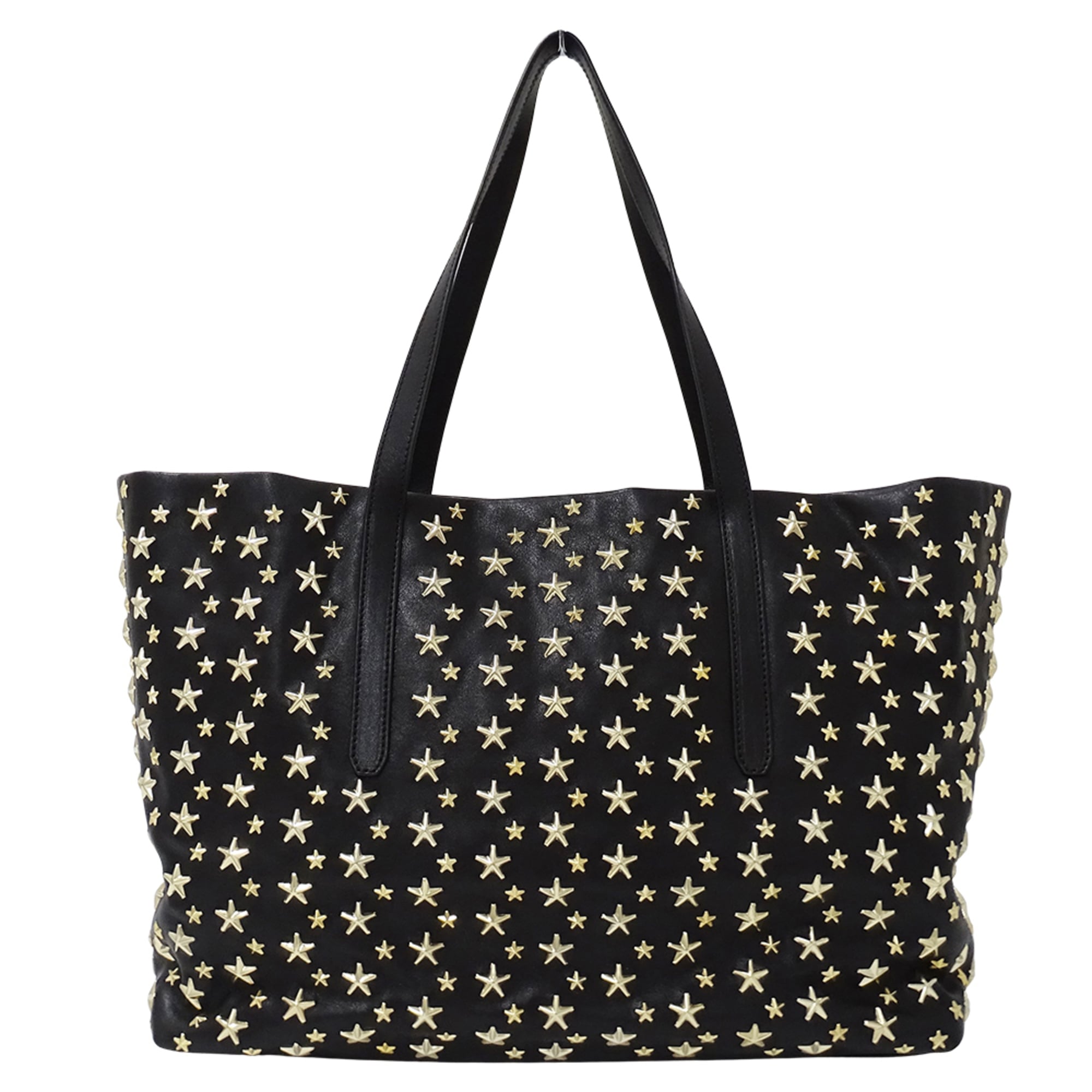 Jimmy Choo Black Leather Handbag Tote Bag (Pre-Owned)