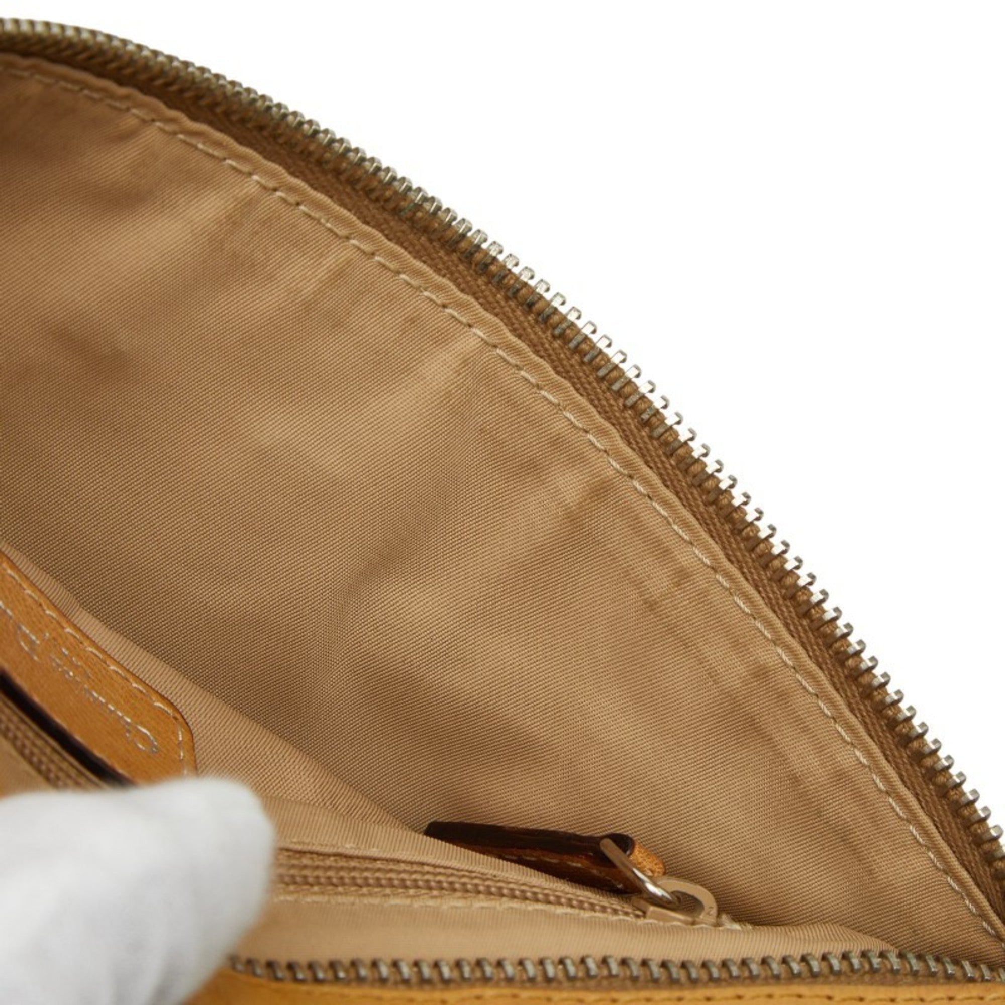 Christian Dior Beige Yellow Canvas Leather Shoulder Bag (Pre-Owned)