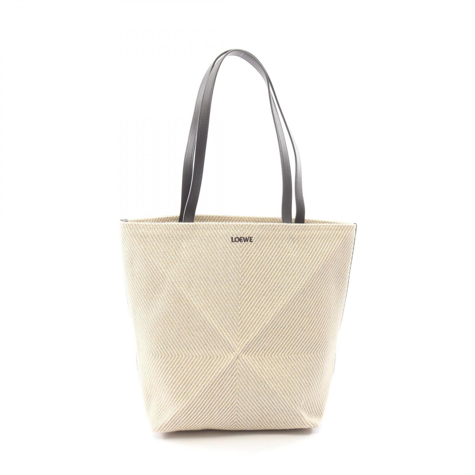 Loewe Brown Ivory Canvas Leather Handbag Tote Bag (Pre-Owned)
