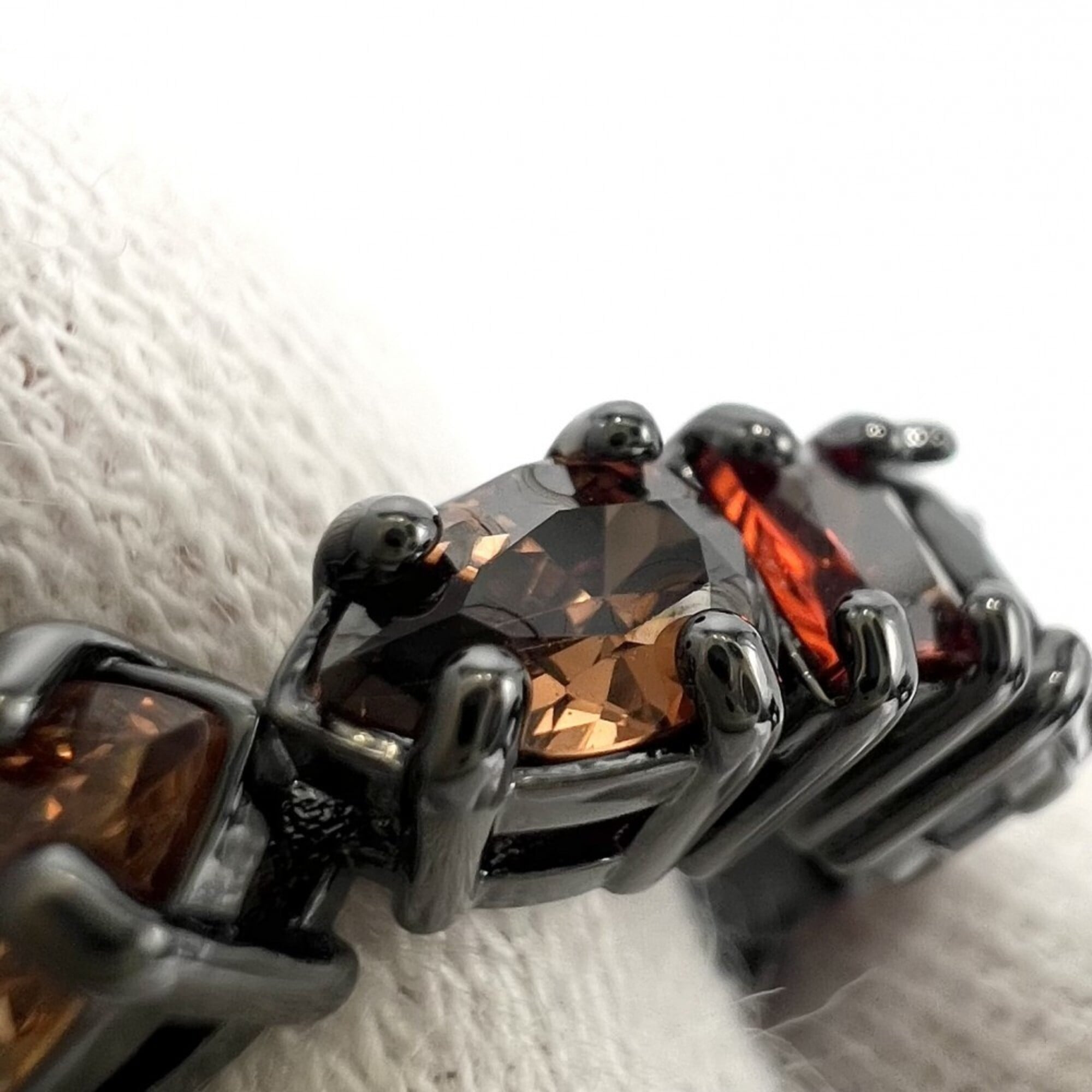 Louis Vuitton Black Orange Rhinestone Band Ring (Pre-Owned)
