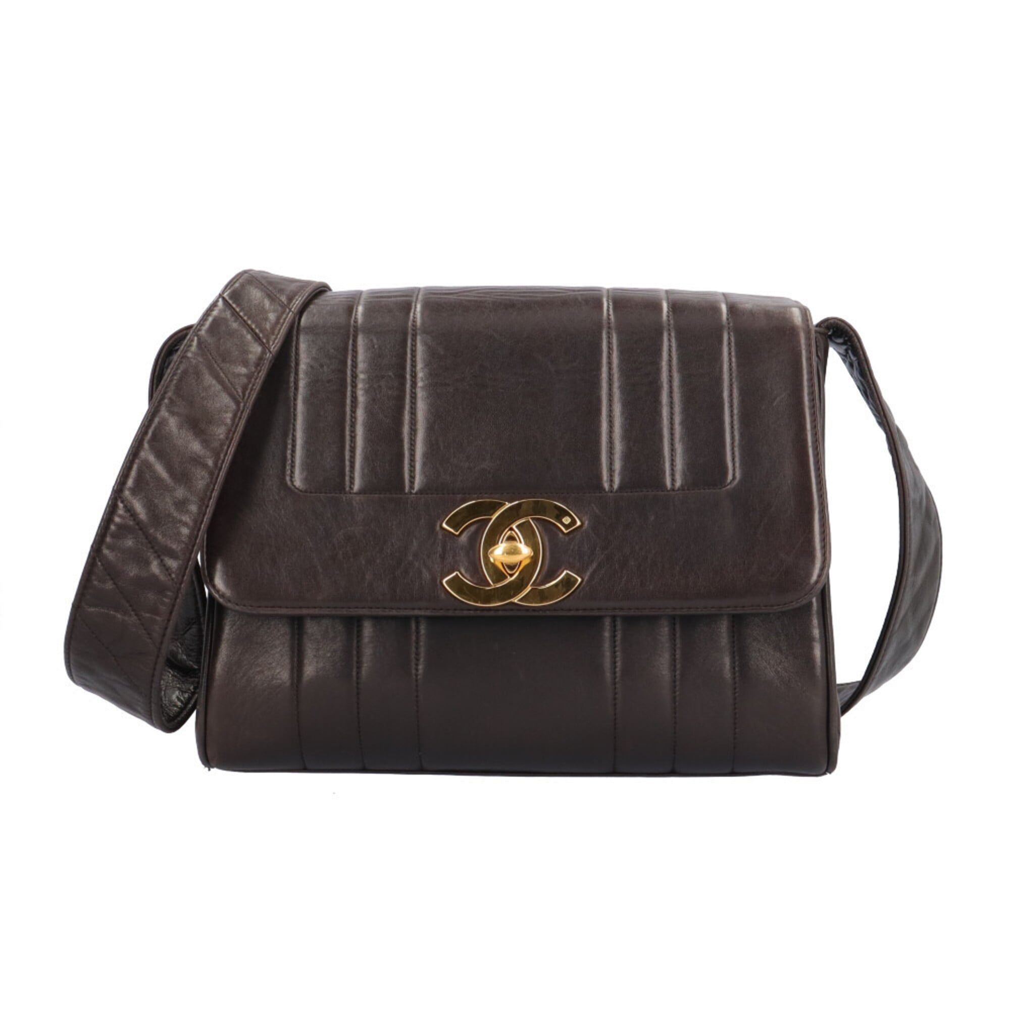 Chanel Mademoiselle Black Leather Handbag Shoulder Bag (Pre-Owned)