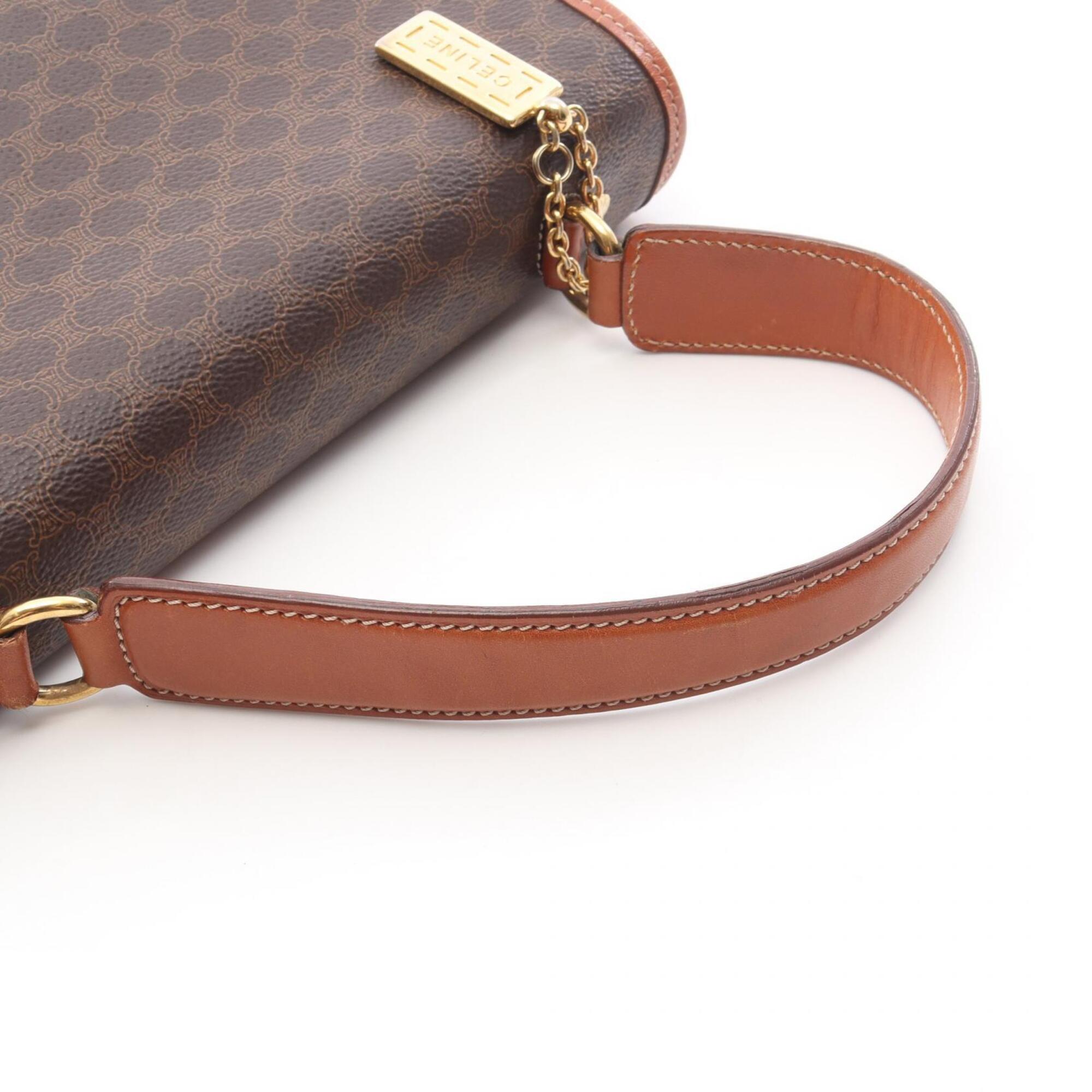 Celine Macadam Brown Coated Canvas Handbag (Pre-Owned)