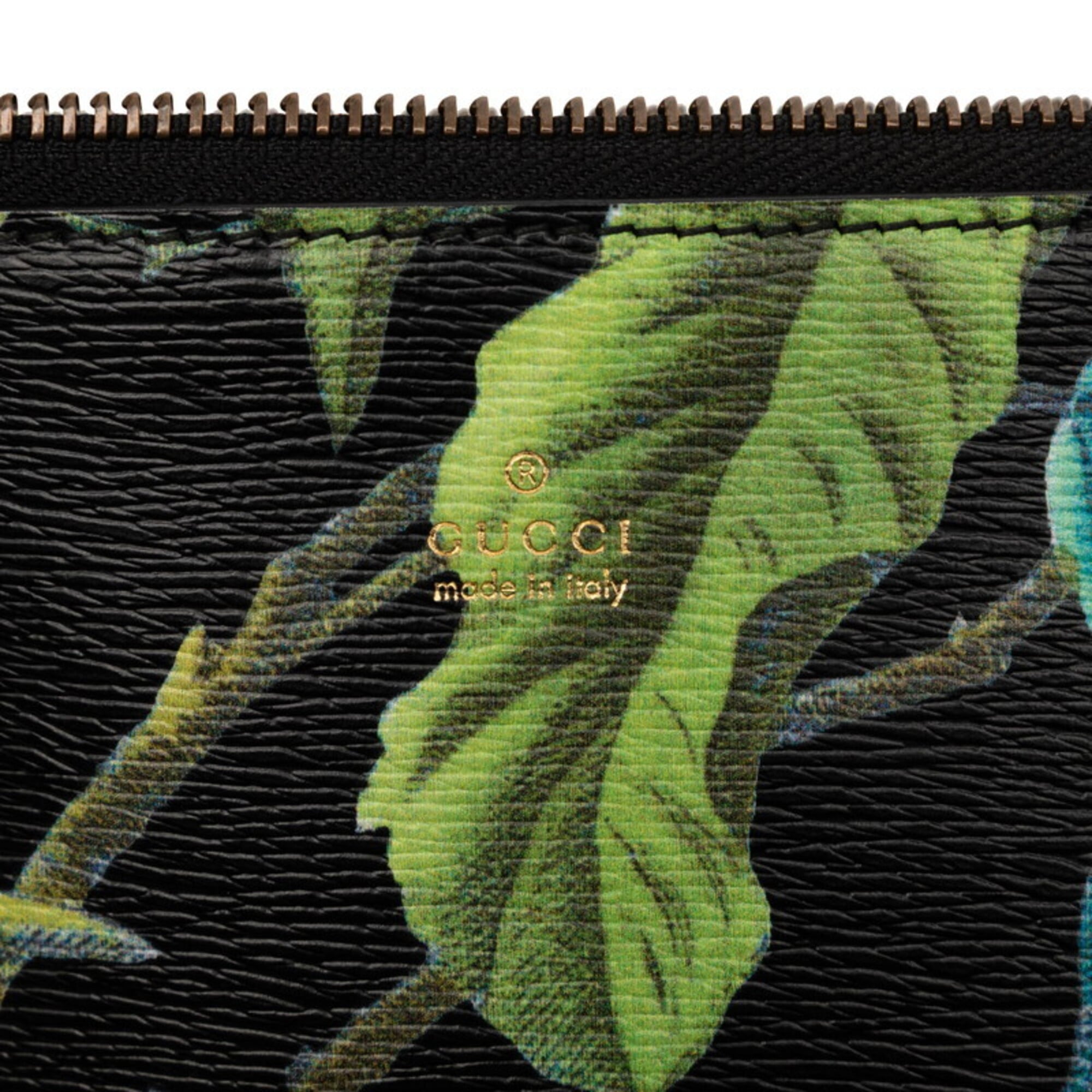 Gucci Black Green Leather Clutch Bag (Pre-Owned)