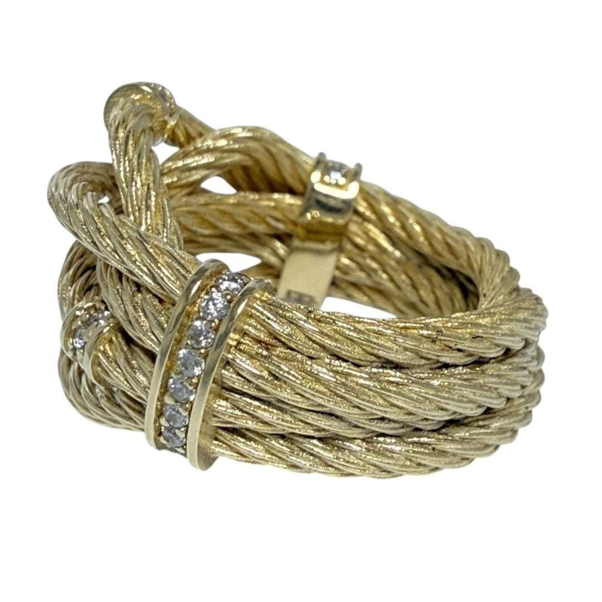 Bottega Veneta Rhinestone Silver 925 Band Ring (Pre-Owned)
