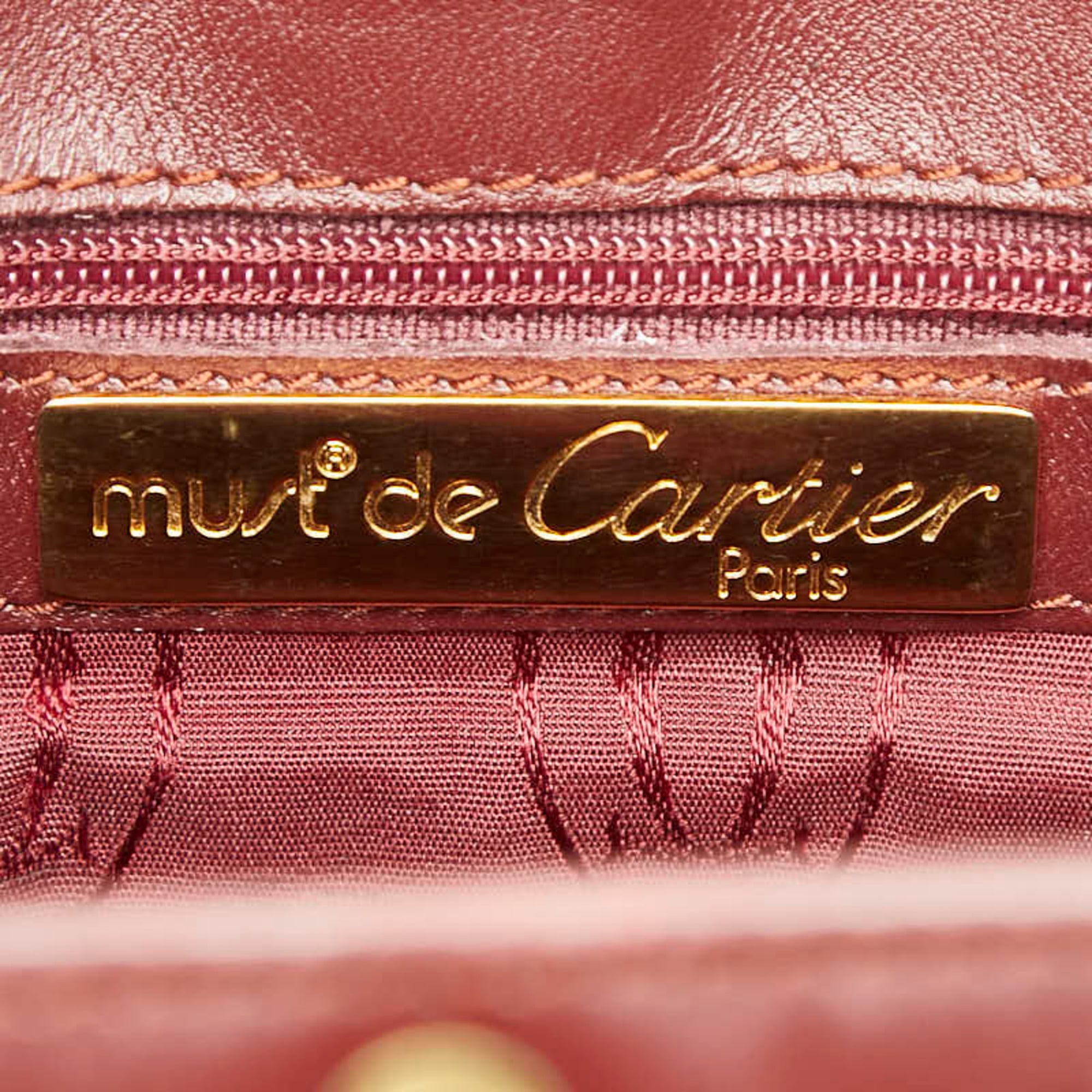 Cartier Must Bordeaux Wine Red Leather Shoulder Bag (Pre-Owned)