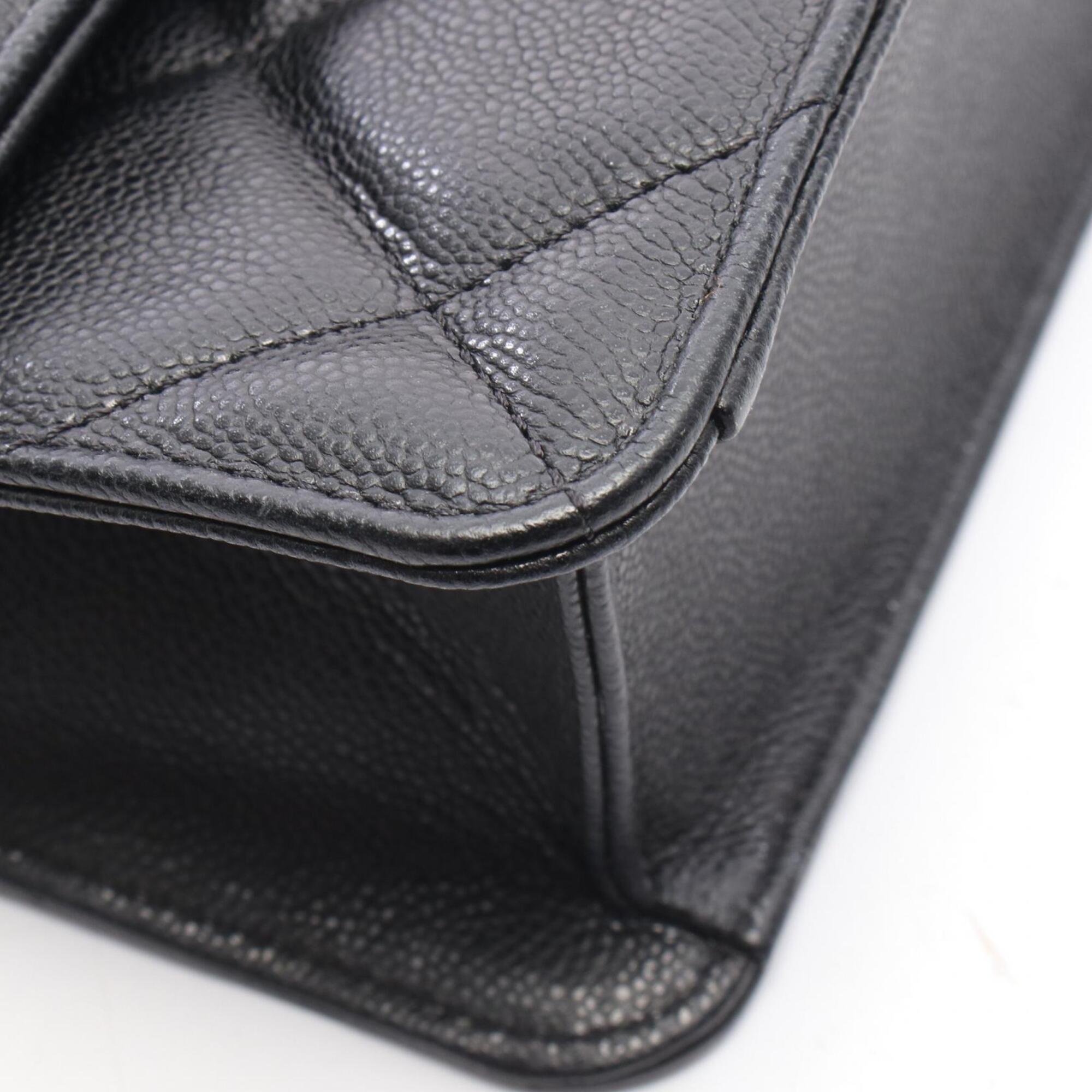 Chanel Matelasse Black Grained Calfskin Handbag Shoulder Bag (Pre-Owned)