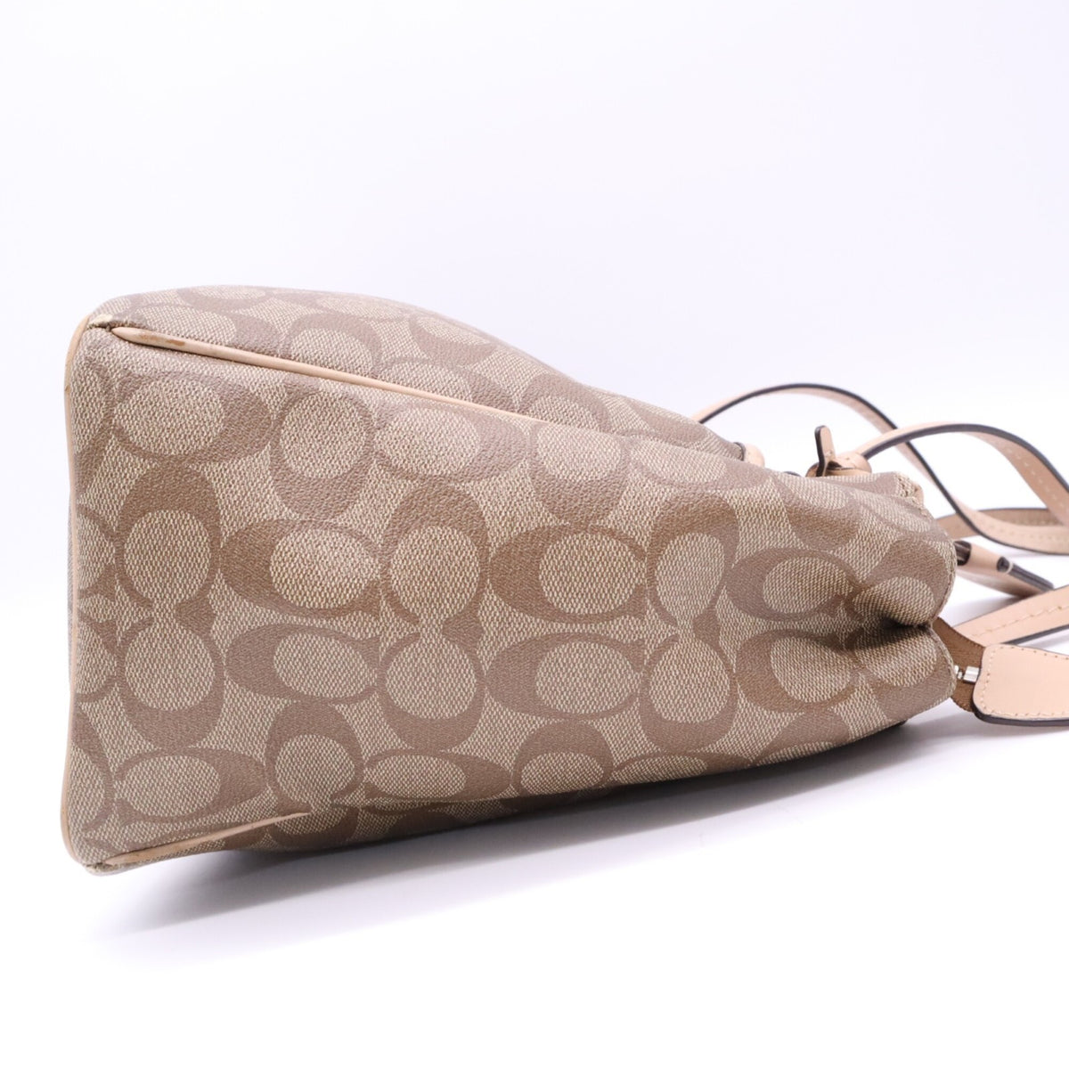 Coach Beige Brown Pink Canvas Handbag Tote Bag (Pre-Owned)