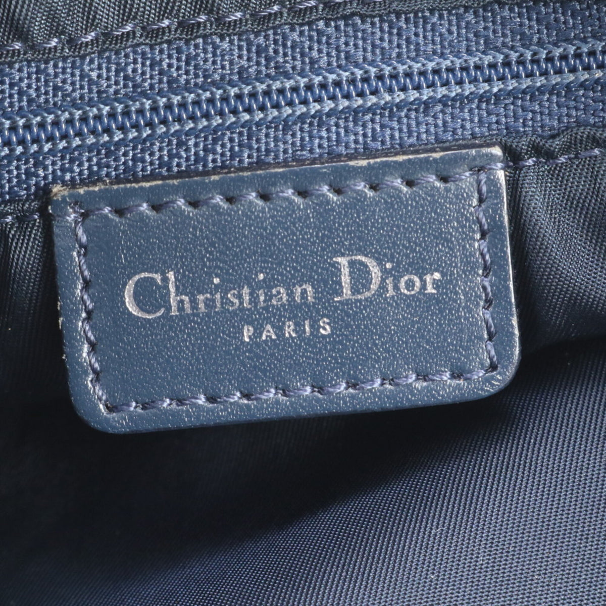Christian Dior Navy Leather Canvas Messenger Bag Shoulder Bag (Pre-Owned)