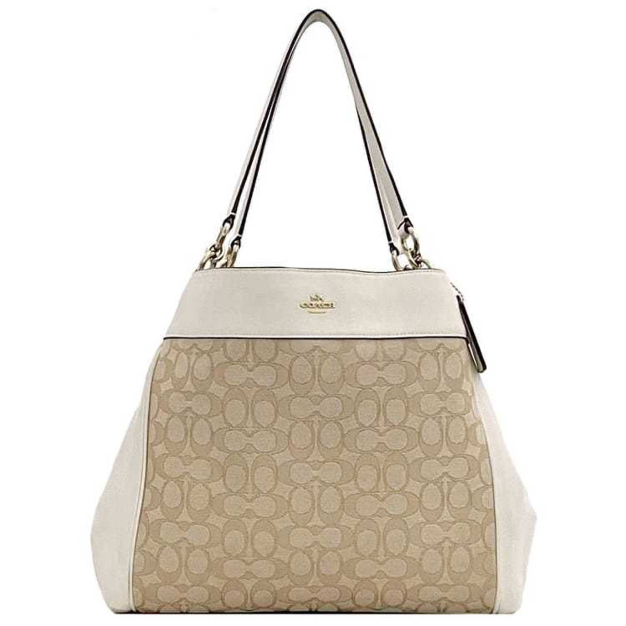 Coach Cream White Leather Canvas Tote Bag (Pre-Owned)