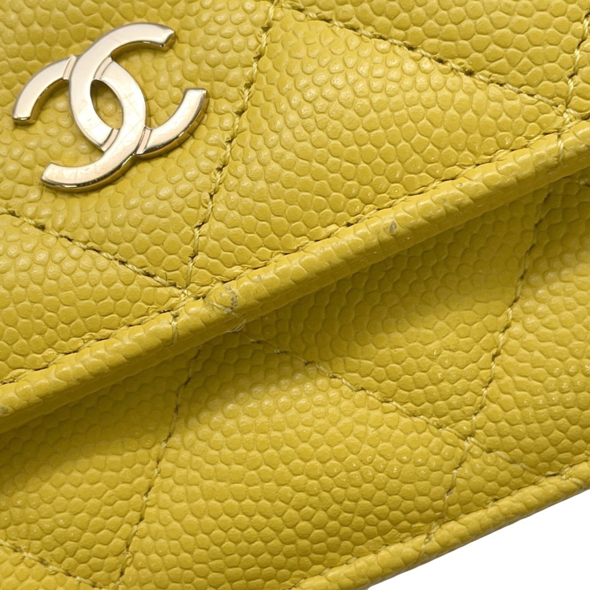 Chanel Yellow Grained Calfskin Chain/Shoulder Wallet (Pre-Owned)