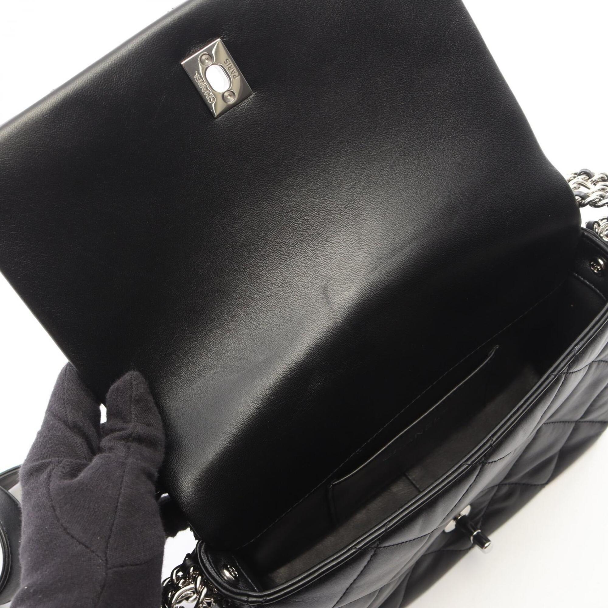 Chanel Black Leather Handbag Shoulder Bag (Pre-Owned)