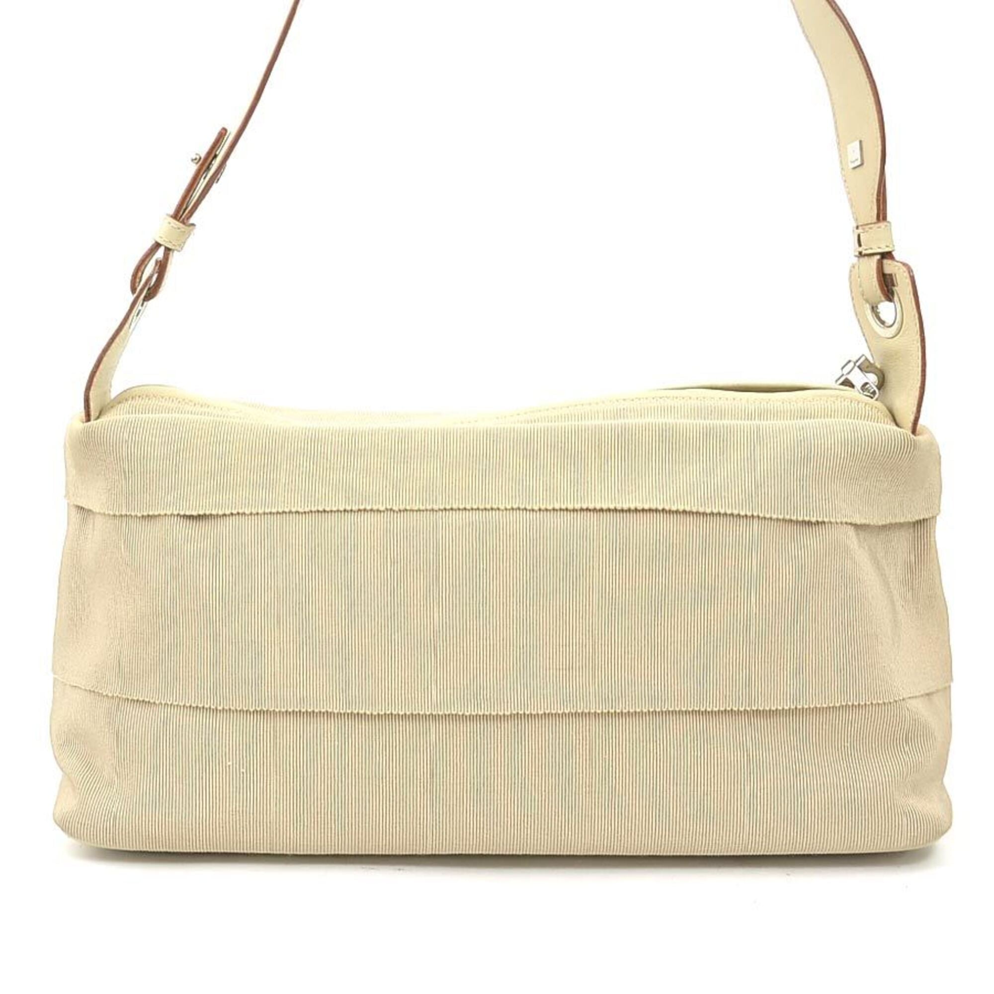 Salvatore Ferragamo Beige Canvas Leather Shoulder Bag (Pre-Owned)