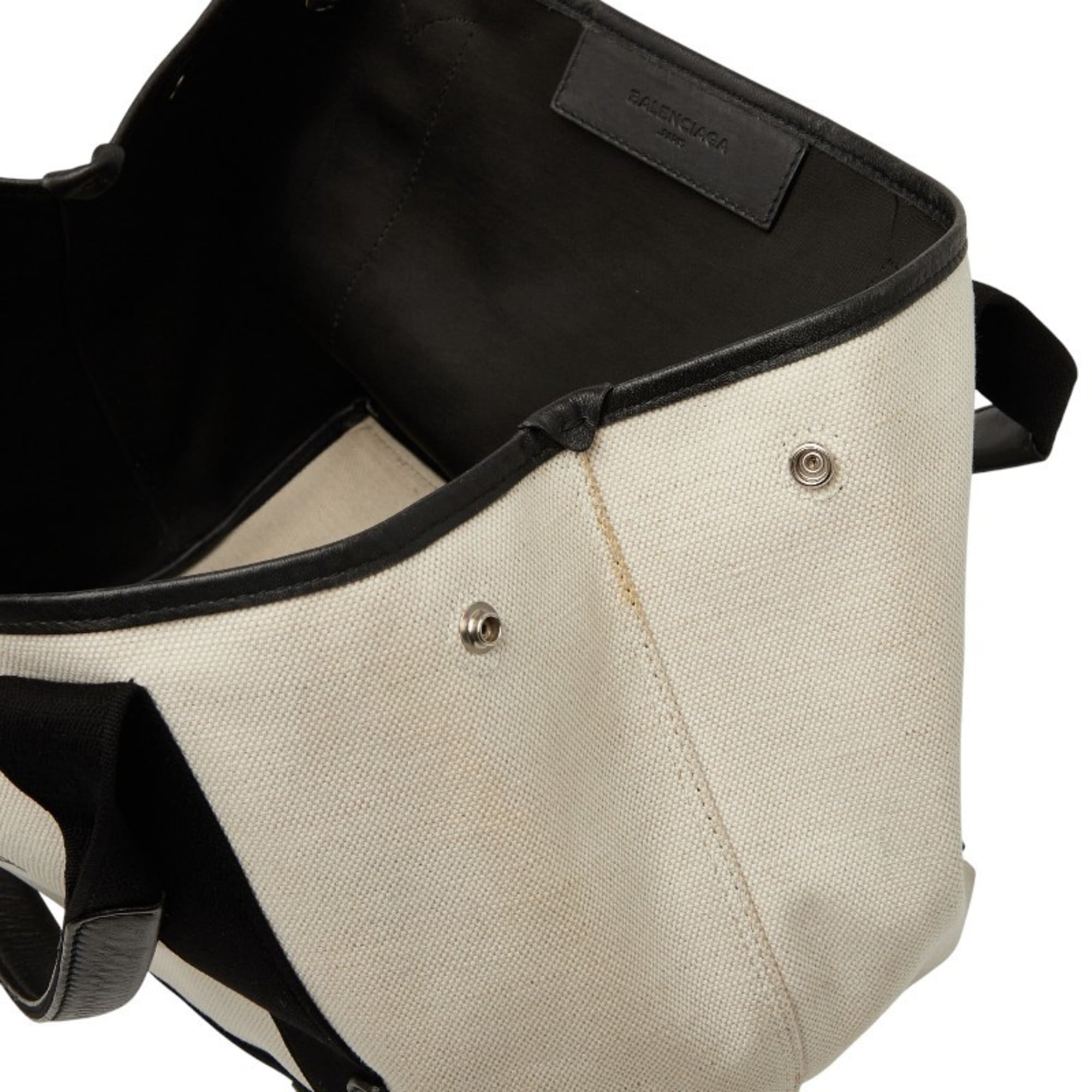 Balenciaga Beige Black Canvas Leather Handbag (Pre-Owned)