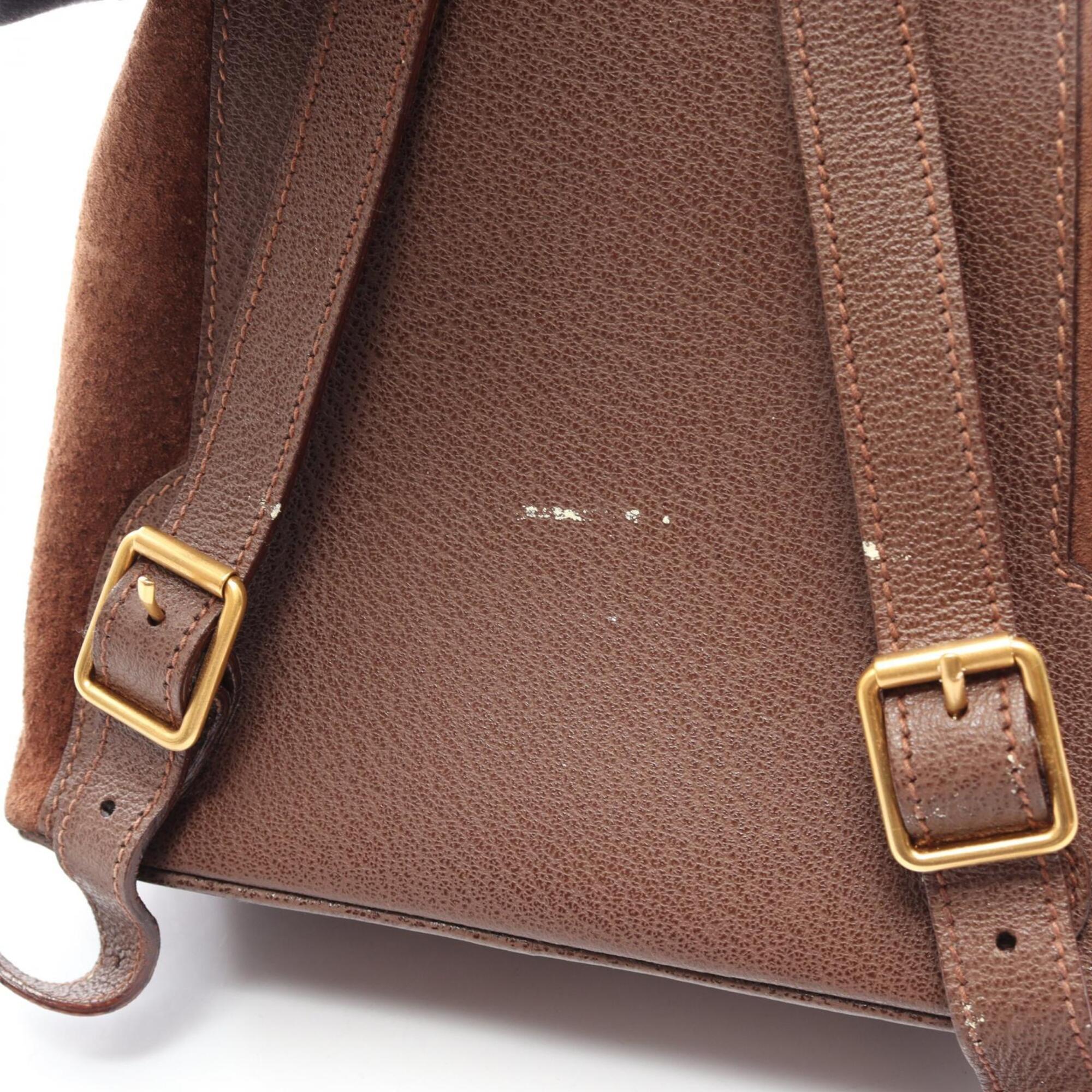 Gucci Brown Suede Leather Backpack Handbag (Pre-Owned)
