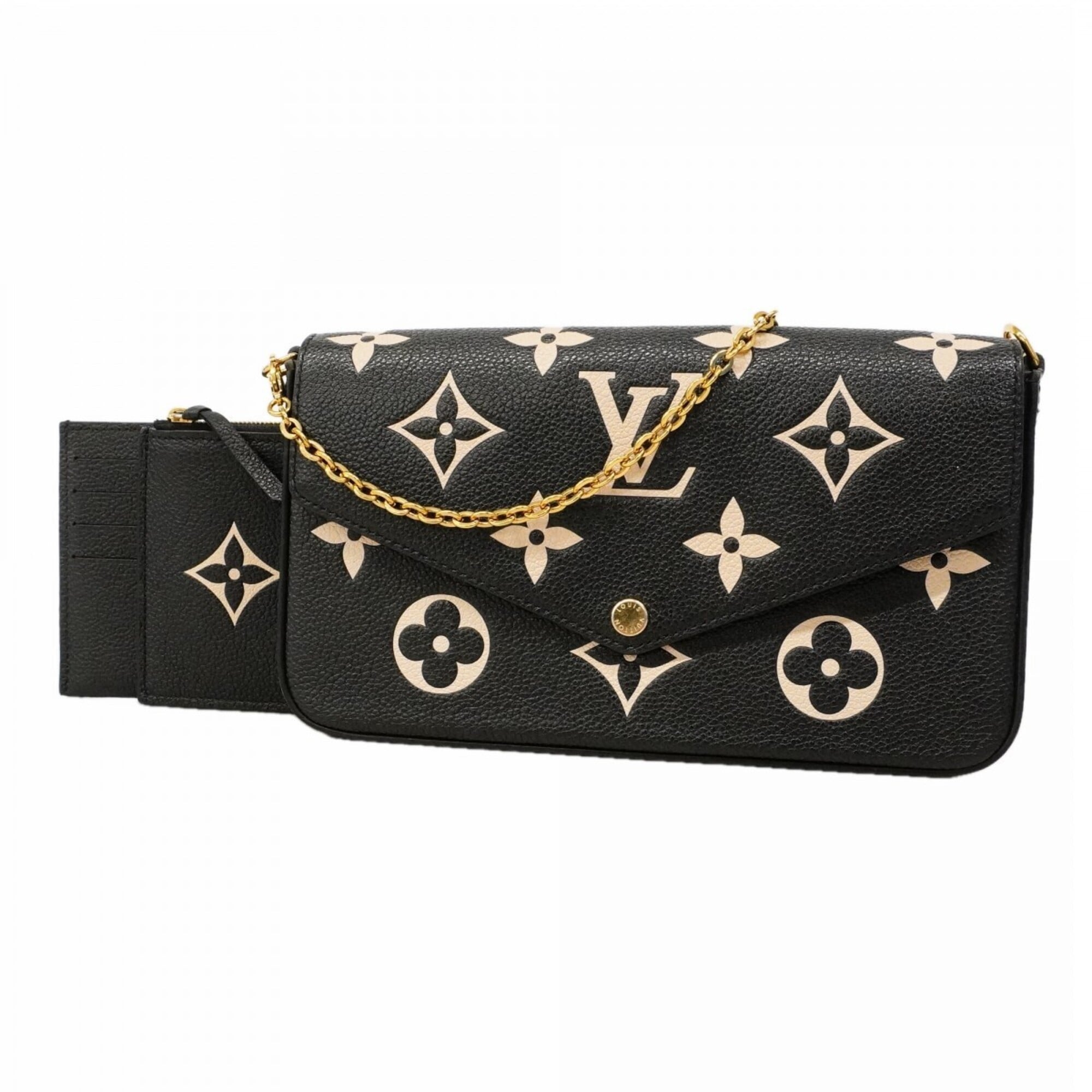Louis Vuitton Beige Black Chain/Shoulder Wallet (Pre-Owned)