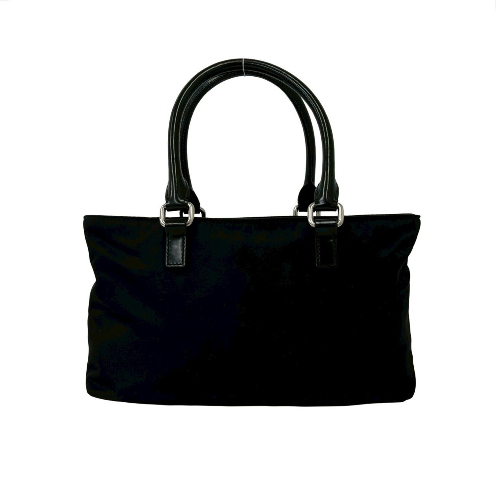 Prada Black Nylon Leather Handbag Shoulder Bag Tote Bag (Pre-Owned)