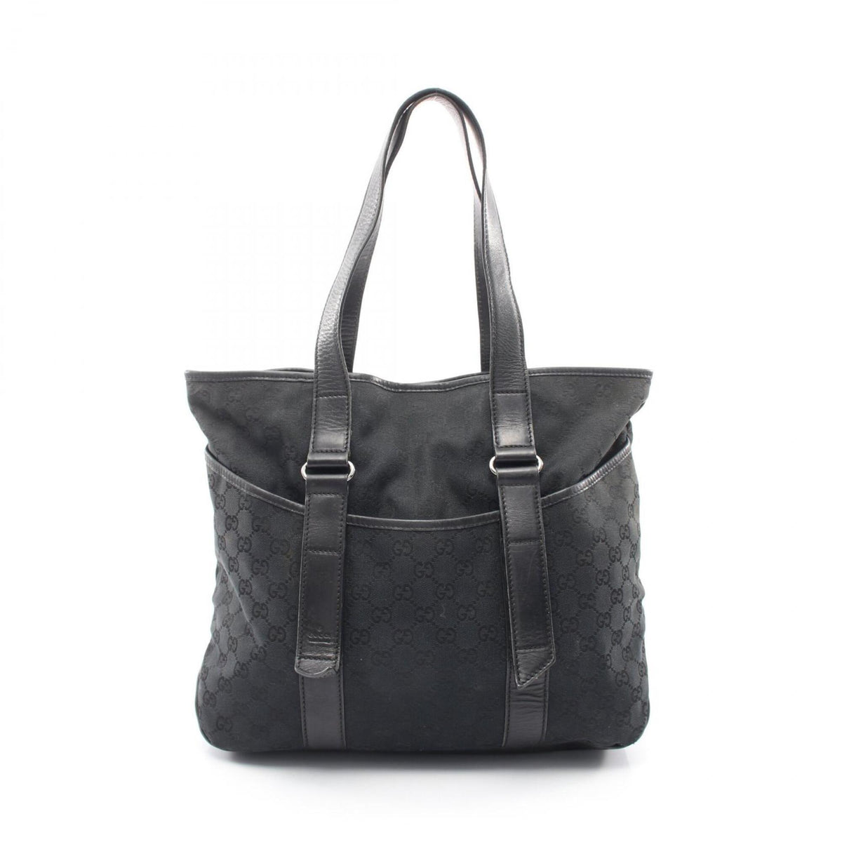 Gucci Black Canvas Leather Handbag Tote Bag (Pre-Owned)
