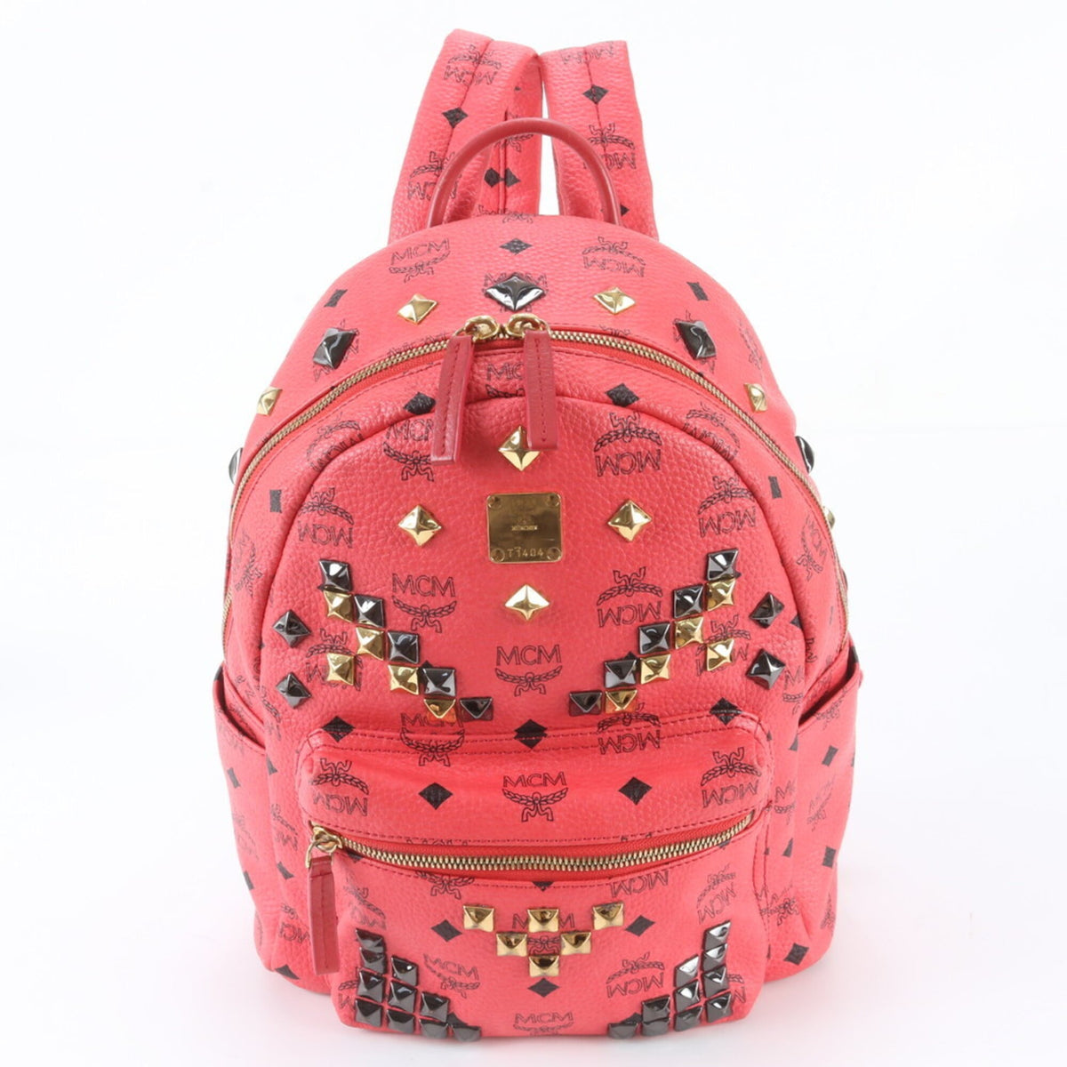 Mcm Pink Leather Coated Canvas Backpack Shoulder Bag (Pre-Owned)