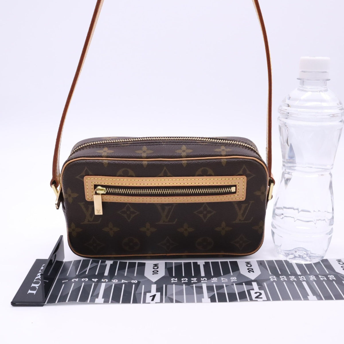 Louis Vuitton Beige Brown Coated Canvas Leather Pochette Shoulder Bag (Pre-Owned)