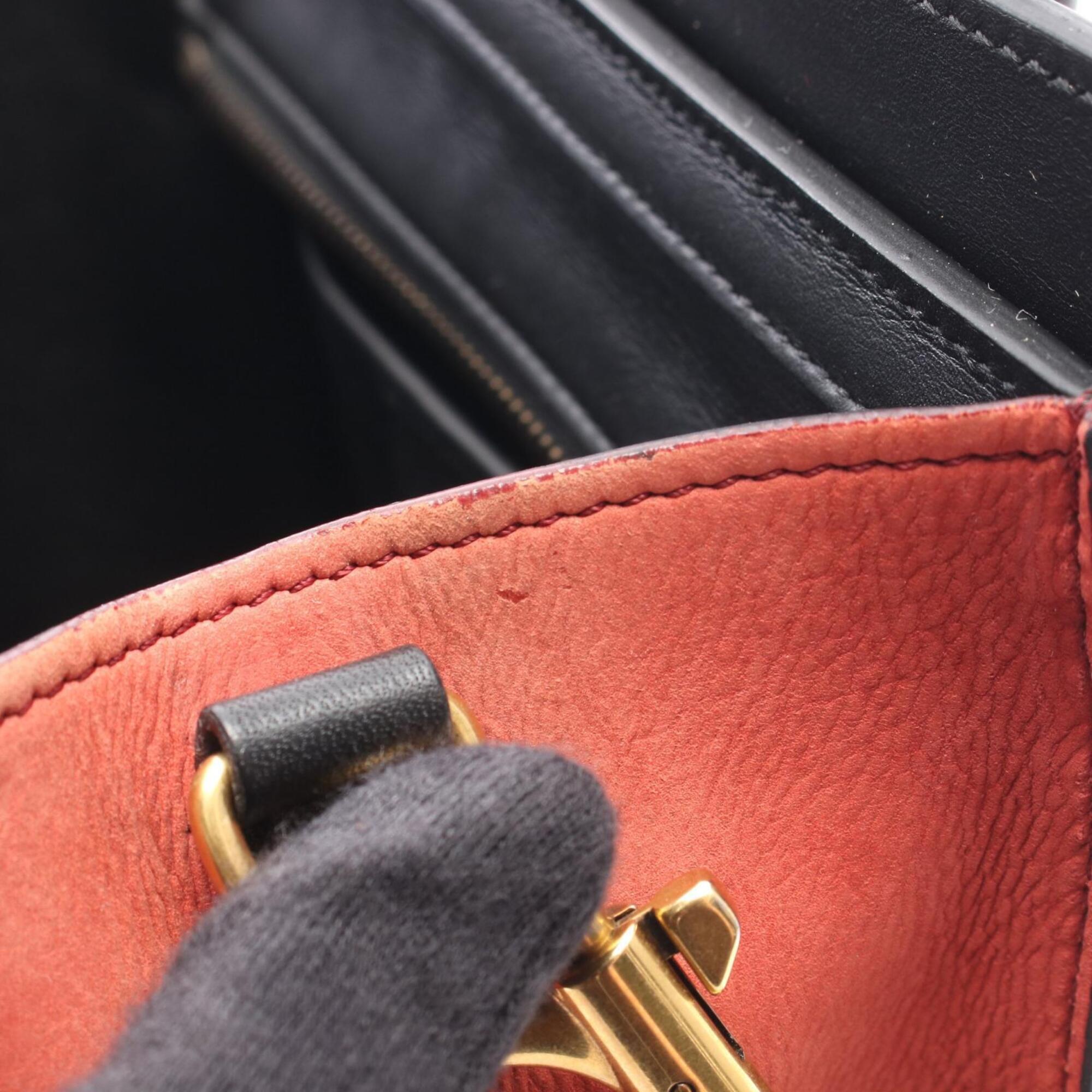 Celine Beige Black Red Color Leather Handbag (Pre-Owned)