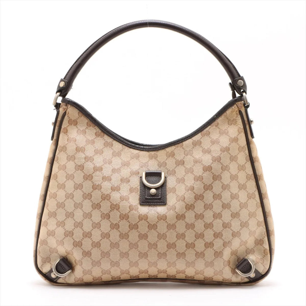 Gucci Brown Leather Coated Canvas Handbag Shoulder Bag Tote Bag (Pre-Owned)