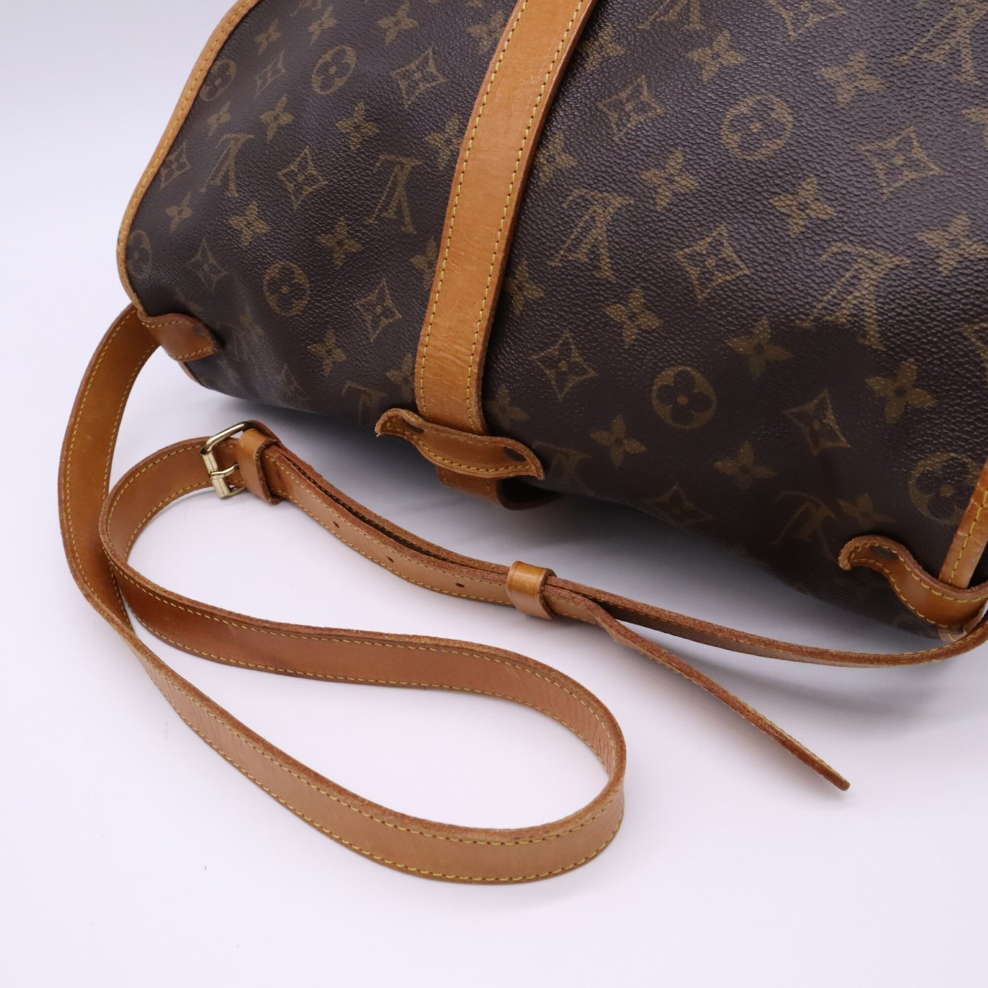 Louis Vuitton Monogram Beige Brown Coated Canvas Leather Shoulder Bag (Pre-Owned)