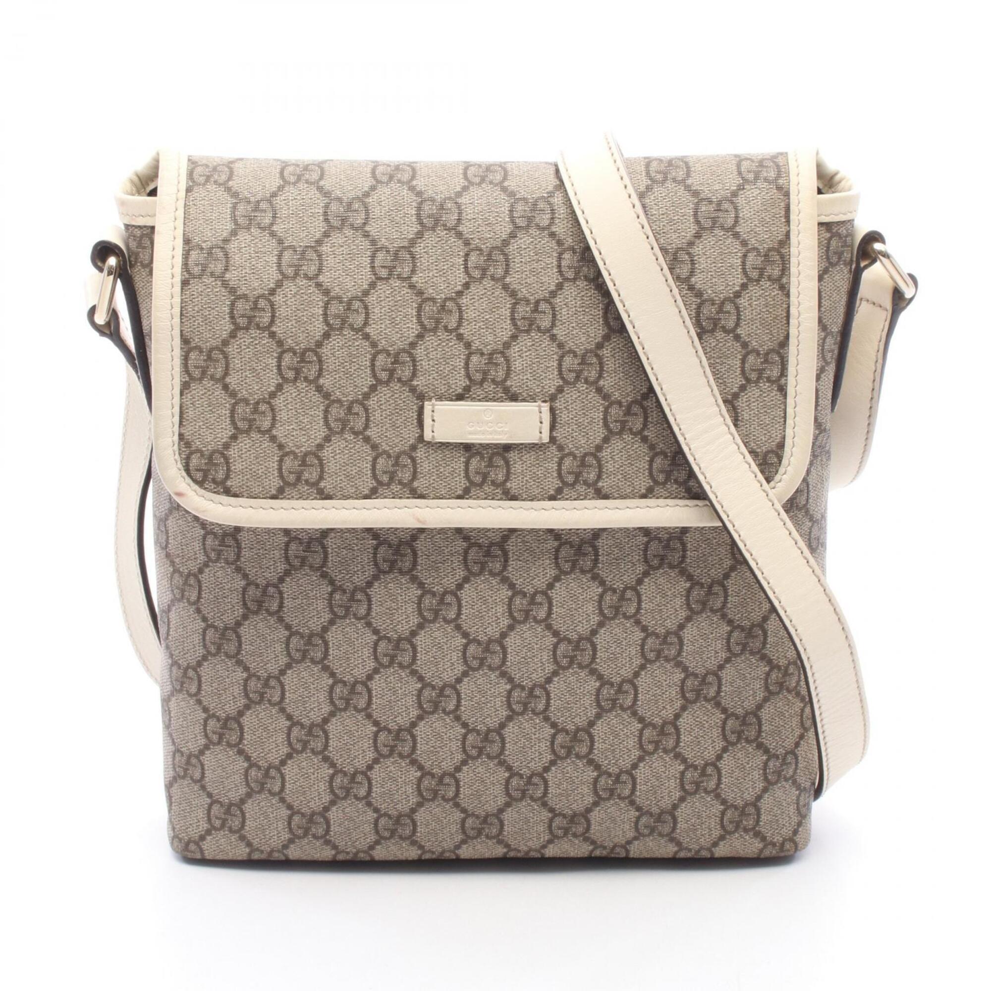 Gucci Beige Brown Ivory Gg Supreme Leather Handbag Shoulder Bag (Pre-Owned)