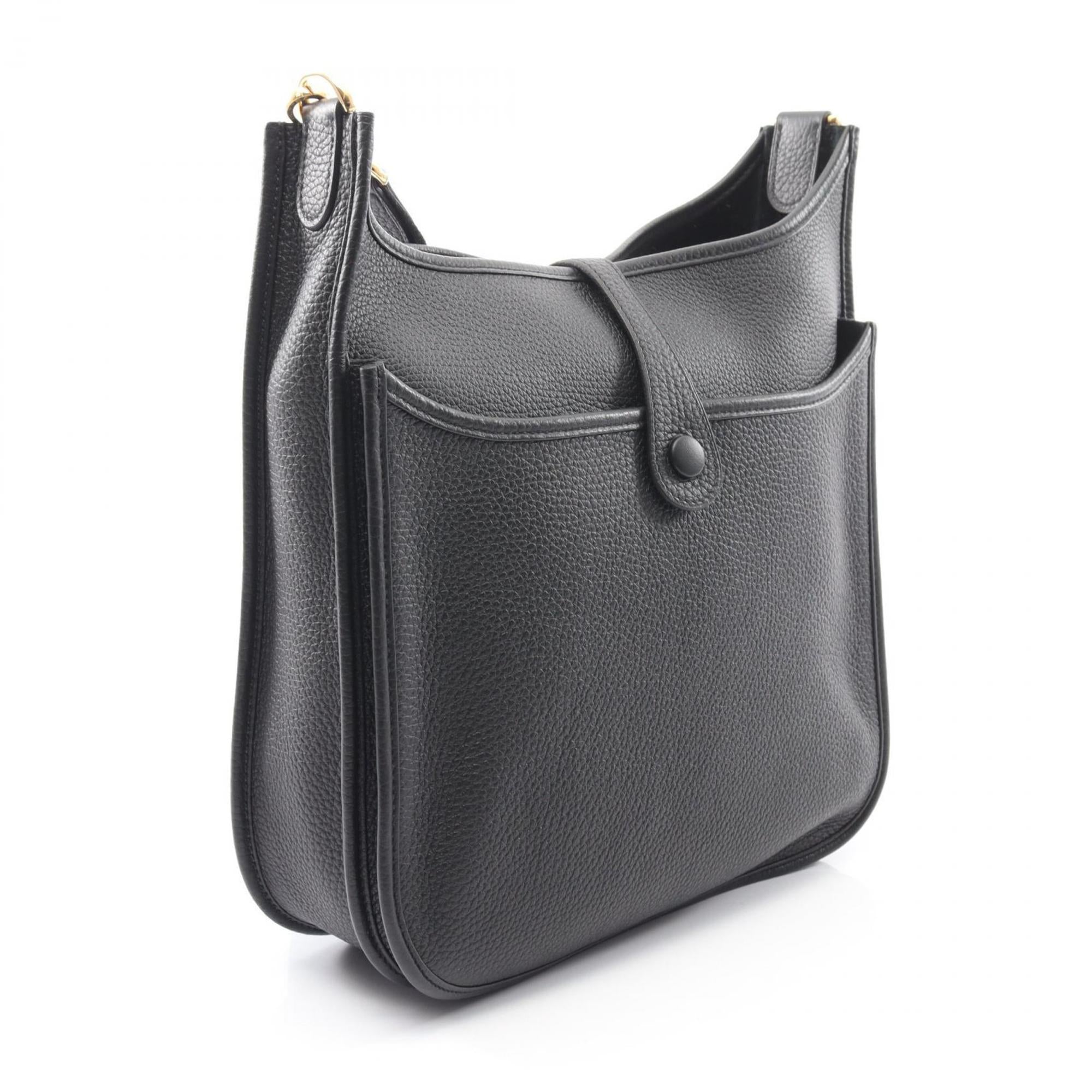 Hermes Black Taurillon Clemence Leather Shoulder Bag (Pre-Owned)