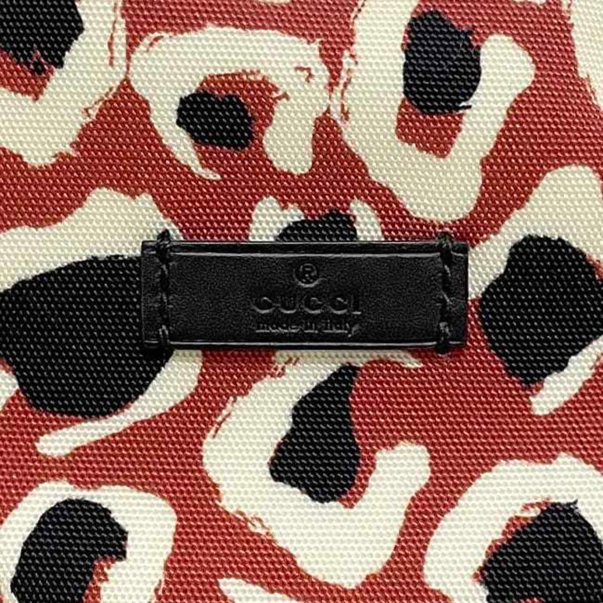 Gucci Black Red Color Canvas Leather Handbag Tote Bag (Pre-Owned)
