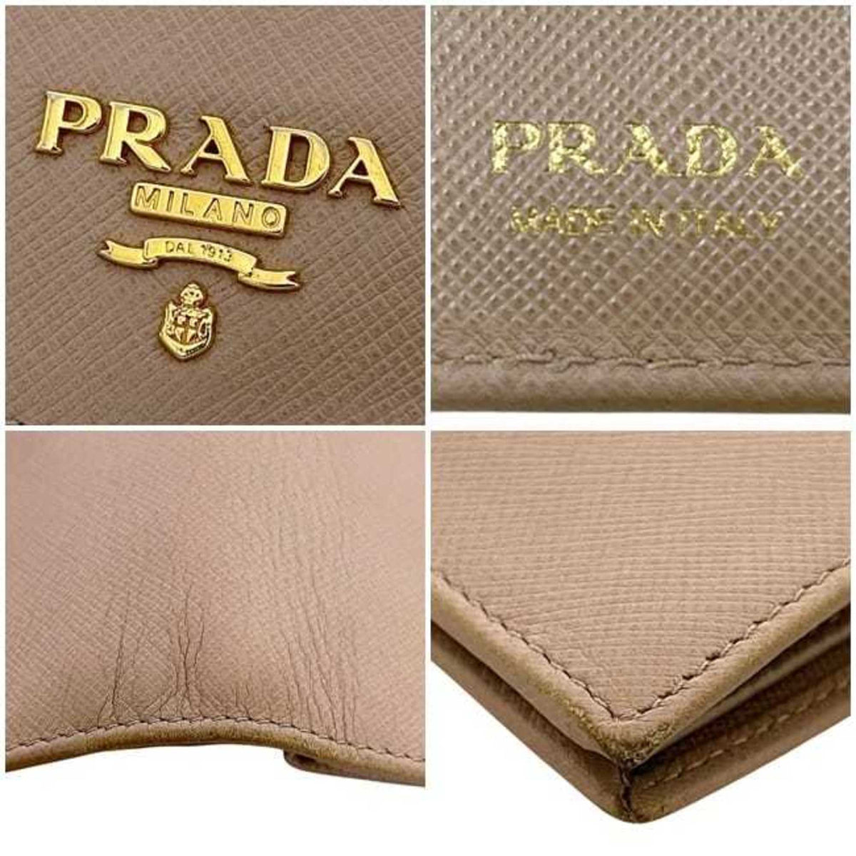 Prada Beige Saffiano Metal Wallet (Bi-Fold) (Pre-Owned)