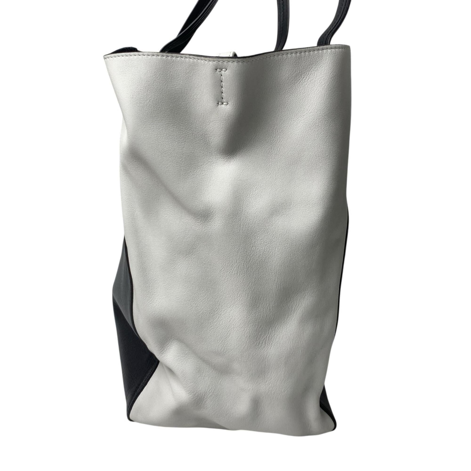 Celine Black White Leather Pouch Tote Bag (Pre-Owned)