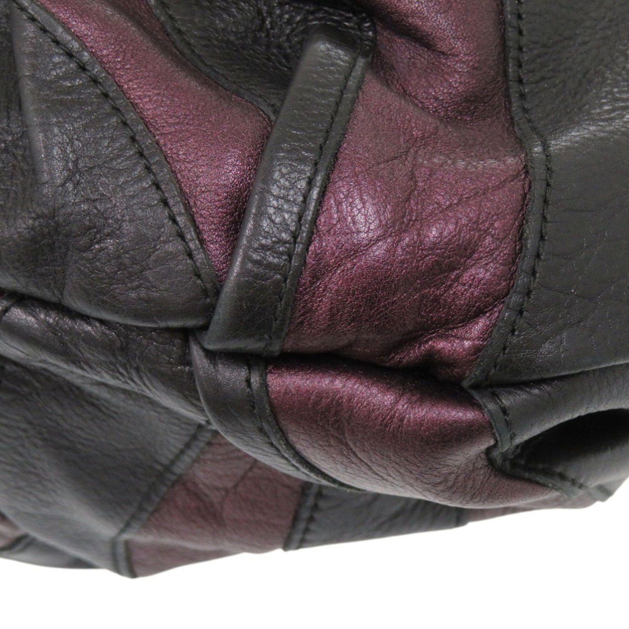 Prada Black Purple Leather Handbag (Pre-Owned)