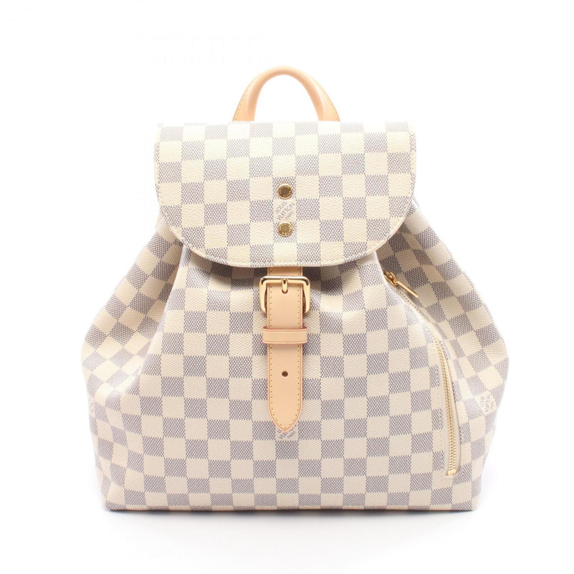 Louis Vuitton White Coated Canvas Leather Backpack Handbag (Pre-Owned)