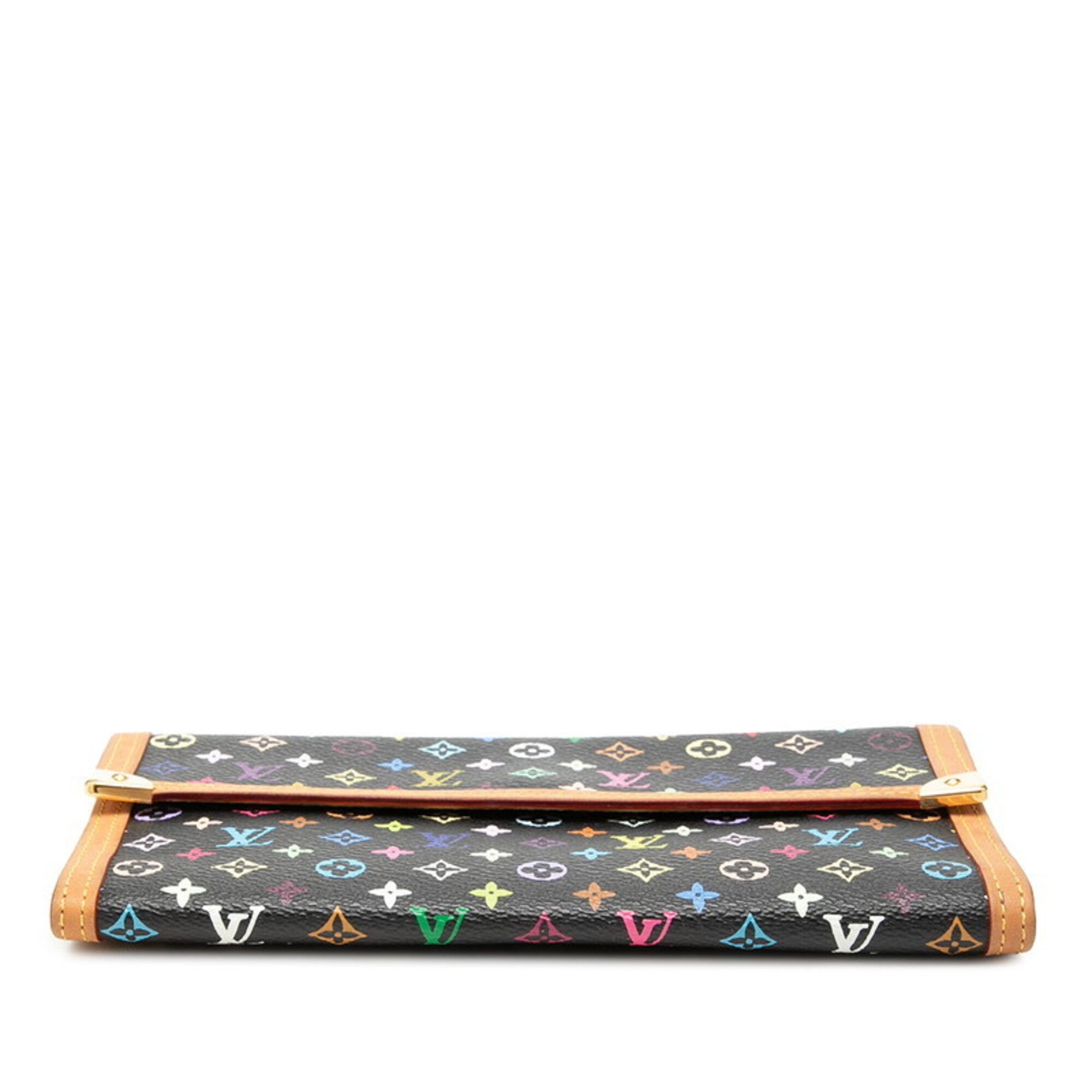 Louis Vuitton Black Multi-Color Pvc Leather Long Wallet (Bi-Fold) (Pre-Owned)