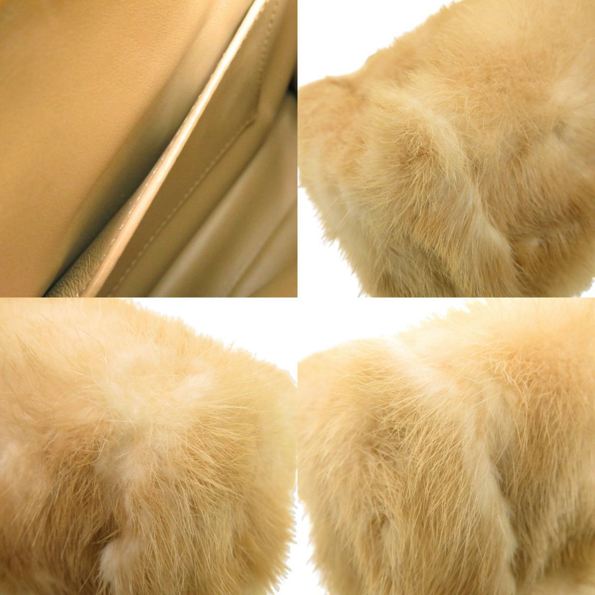 Fendi Beige Leather Fur Handbag (Pre-Owned)