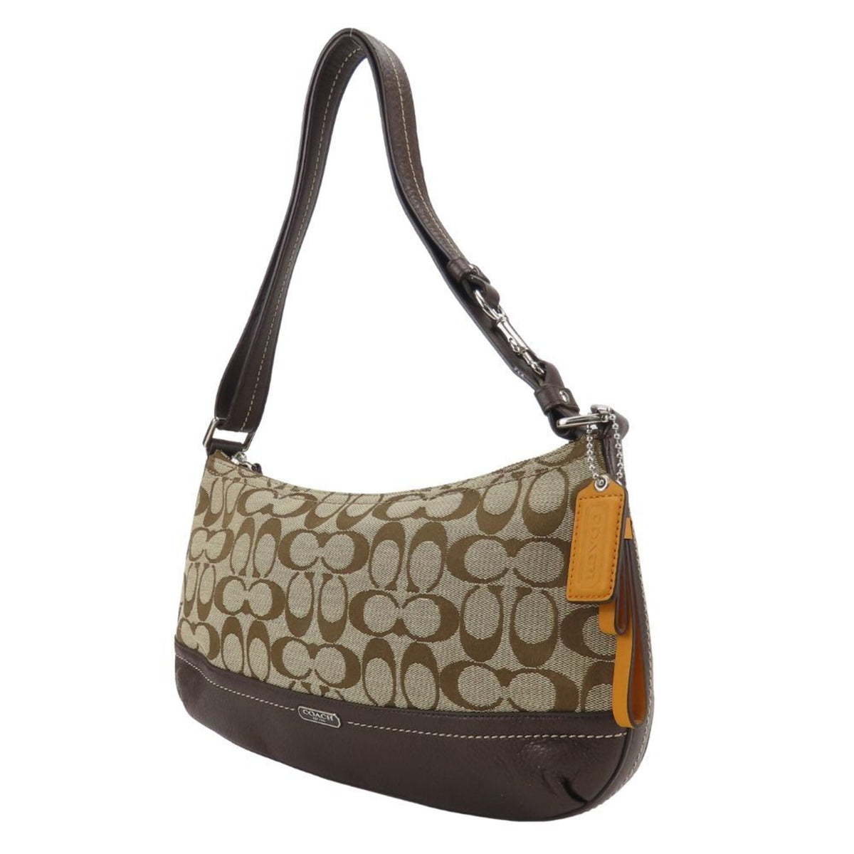 Coach Beige Brown Canvas Leather Shoulder Bag (Pre-Owned)