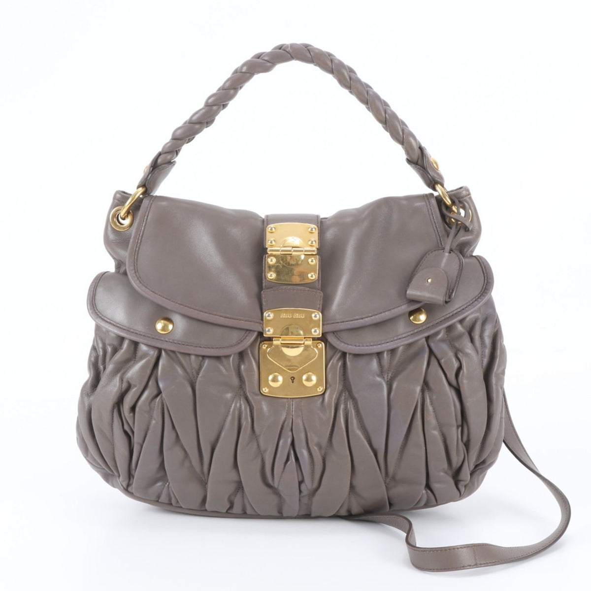 Miu Miu Brown Leather Handbag Shoulder Bag Tote Bag (Pre-Owned)